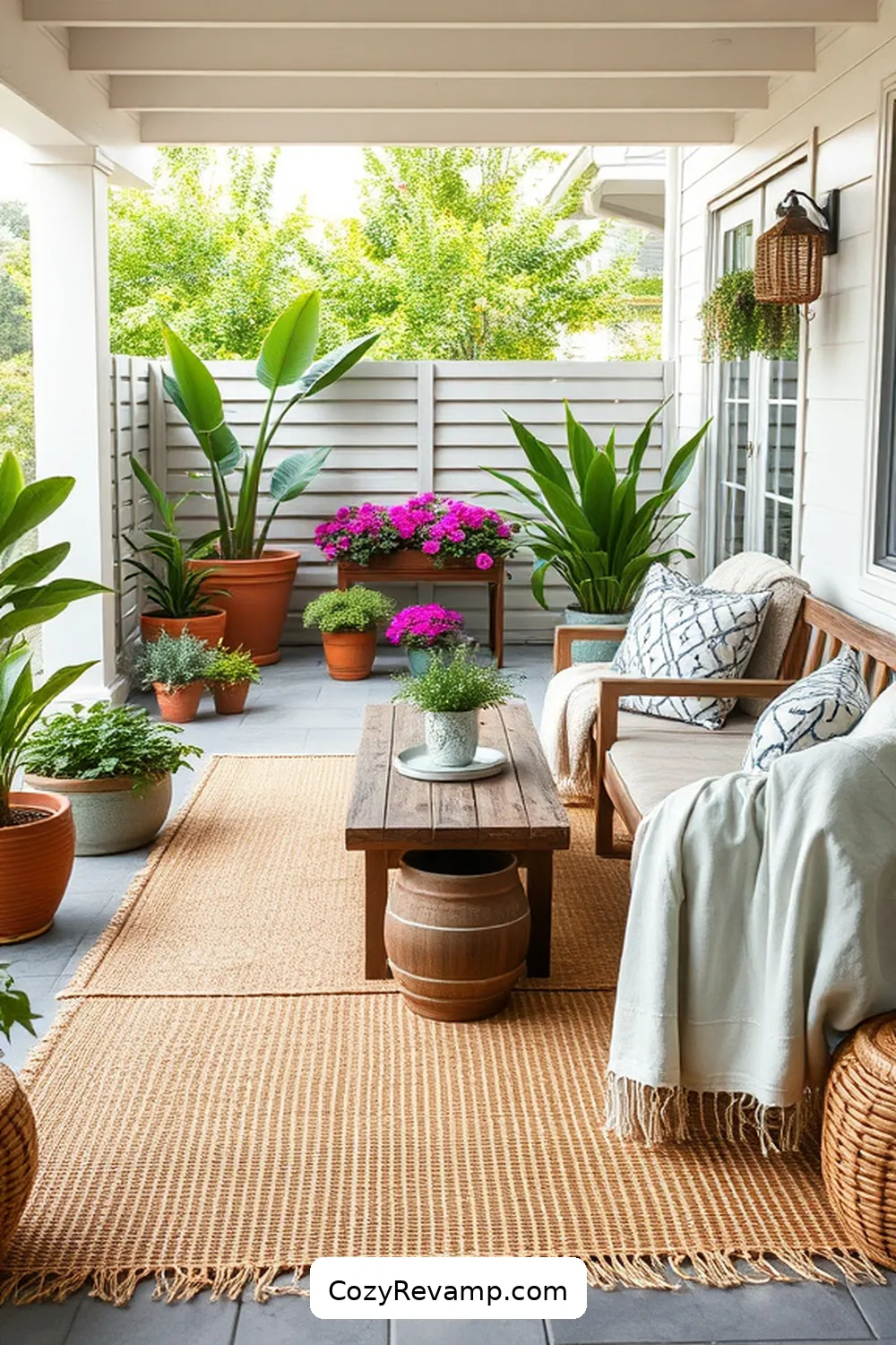 20 Essential Elements of a Modern Farmhouse Outdoor Patio With Natural Fibers 9 Jute or Sisal Matting for 20 Essential Elements of a Modern Farmhouse Outdoor Patio With Natural Fibers