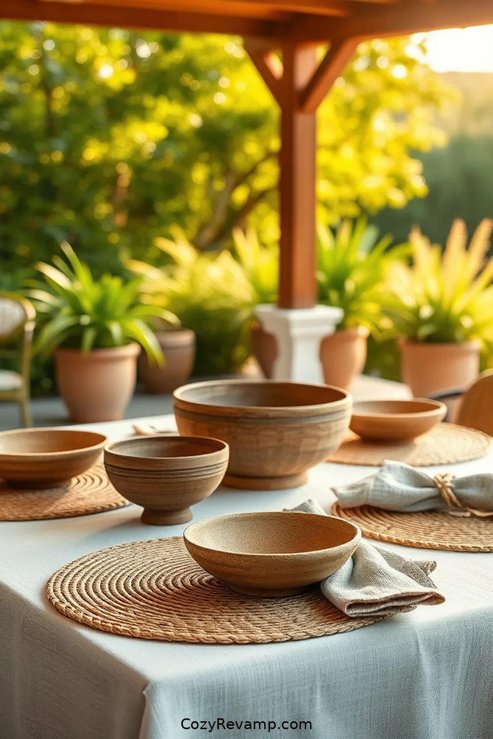 20 Essential Elements of a Modern Farmhouse Outdoor Patio With Natural Fibers 13 Natural Fiber Tableware for 20 Essential Elements of a Modern Farmhouse Outdoor Patio With Natural Fibers