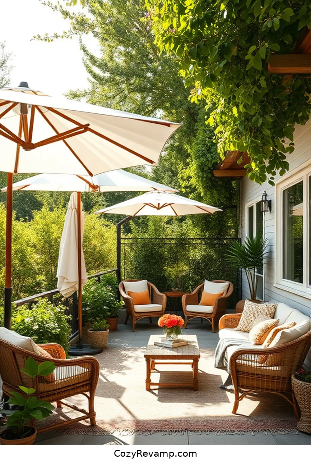 20 Essential Elements of a Modern Farmhouse Outdoor Patio With Natural Fibers 16 Organic Cotton Umbrellas for 20 Essential Elements of a Modern Farmhouse Outdoor Patio With Natural Fibers