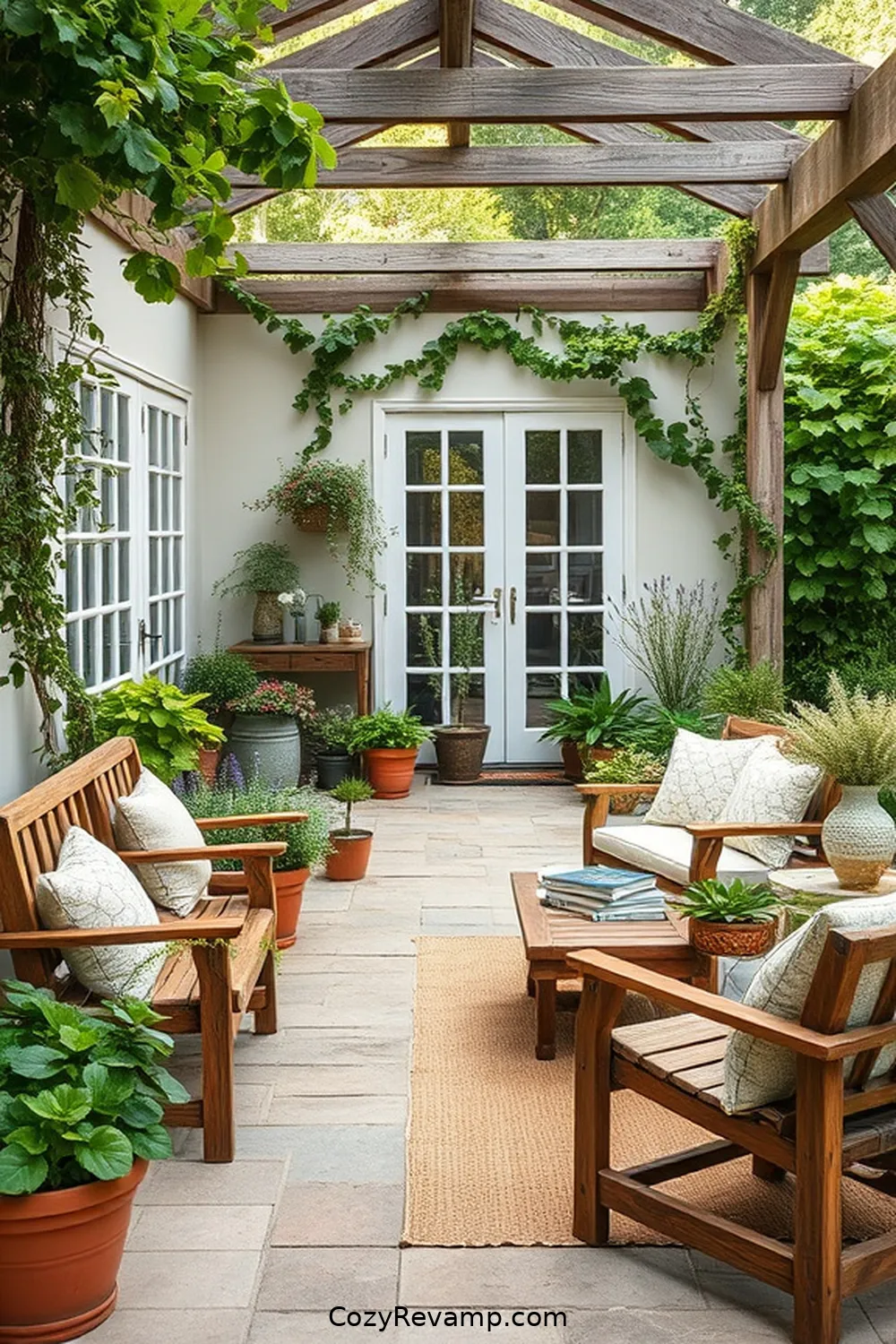 20 Essential Elements of a Modern Farmhouse Outdoor Patio With Natural Fibers 14 Potted Herb Gardens for 20 Essential Elements of a Modern Farmhouse Outdoor Patio With Natural Fibers