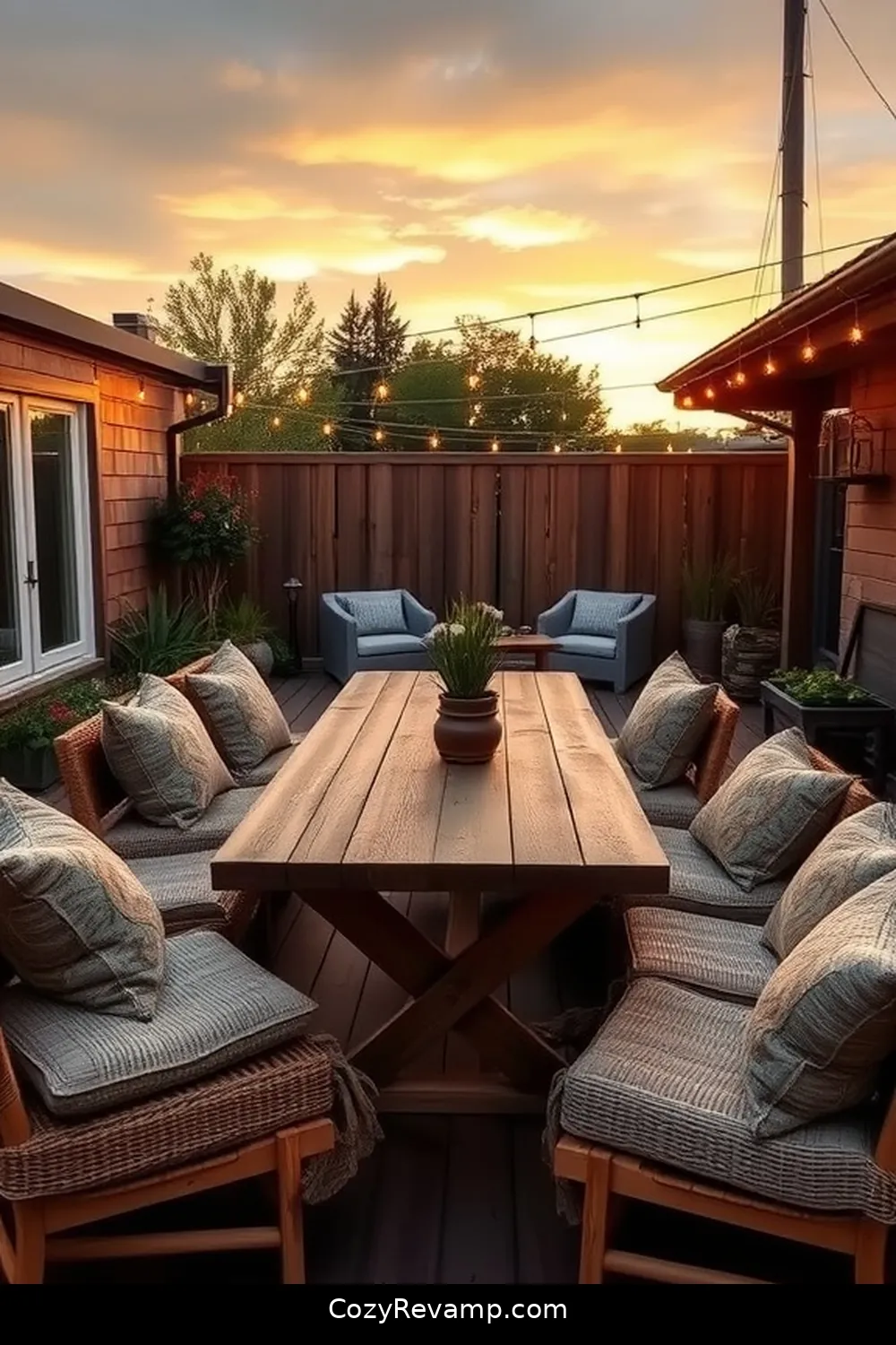 20 Essential Elements of a Modern Farmhouse Outdoor Patio With Natural Fibers 2 Rustic Wooden Furniture for 20 Essential Elements of a Modern Farmhouse Outdoor Patio With Natural Fibers