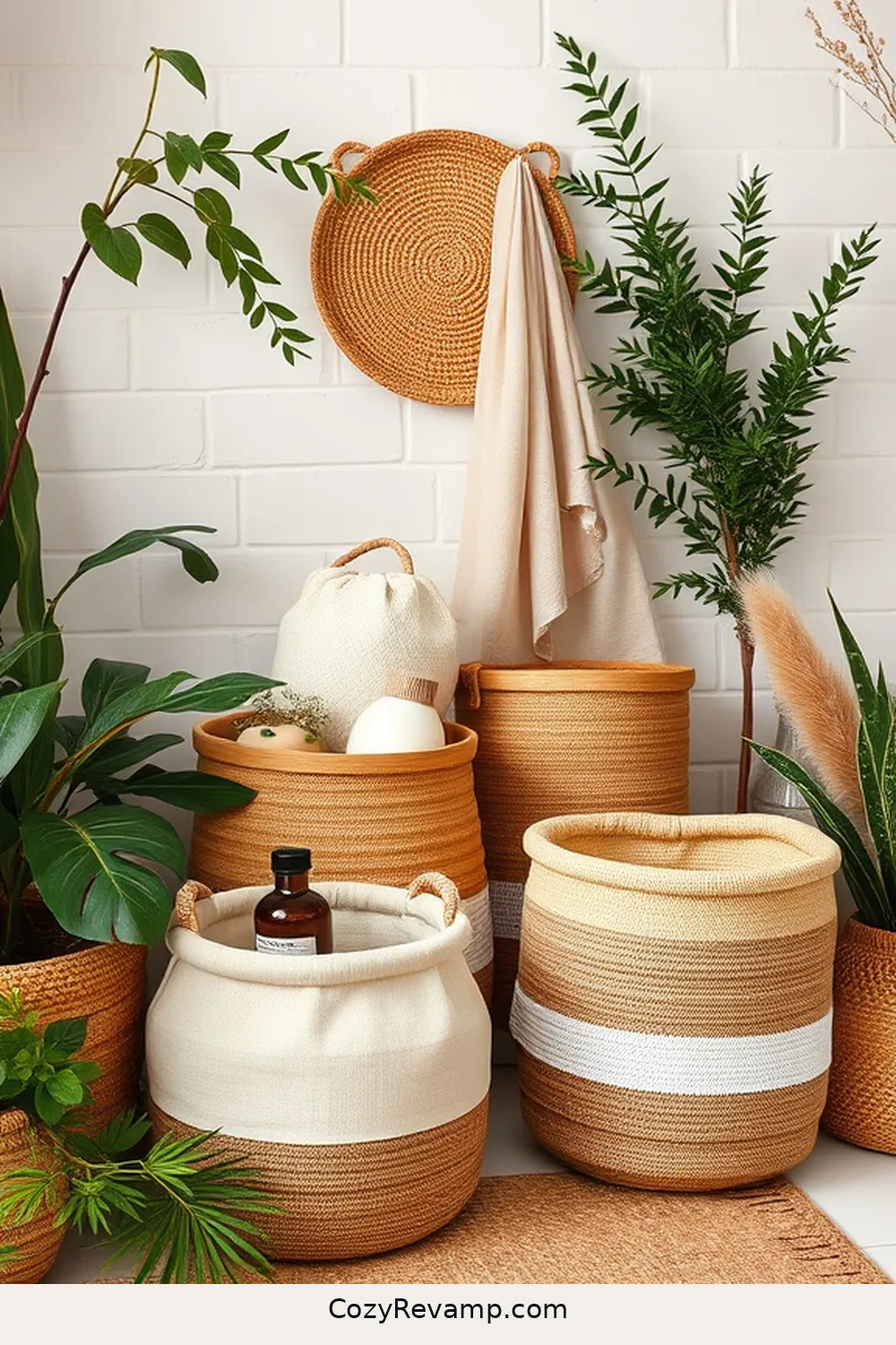 20 Essential Organic Cotton Materials for a Bohemian Bathroom 12 Organic Cotton Storage Baskets for 20 Essential Organic Cotton Materials for a Bohemian Bathroom