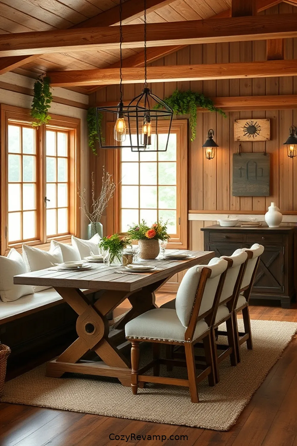 Farmhouse-Style Benches for 20 Essentials for a Modern Farmhouse Dining Room With Organic Cotton Material