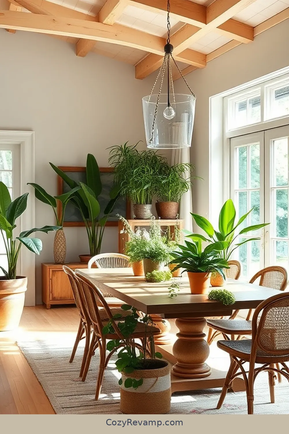 Potted Plants and Greenery for 20 Essentials for a Modern Farmhouse Dining Room With Organic Cotton Material