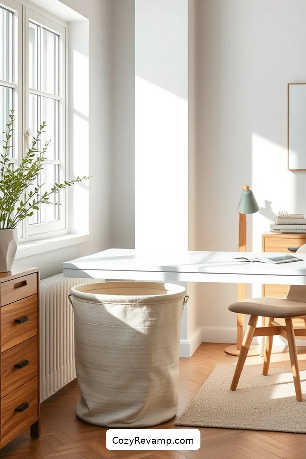 Organic Cotton Wastebasket for 20 Essentials for a Scandinavian Home Office With Organic Cotton Material