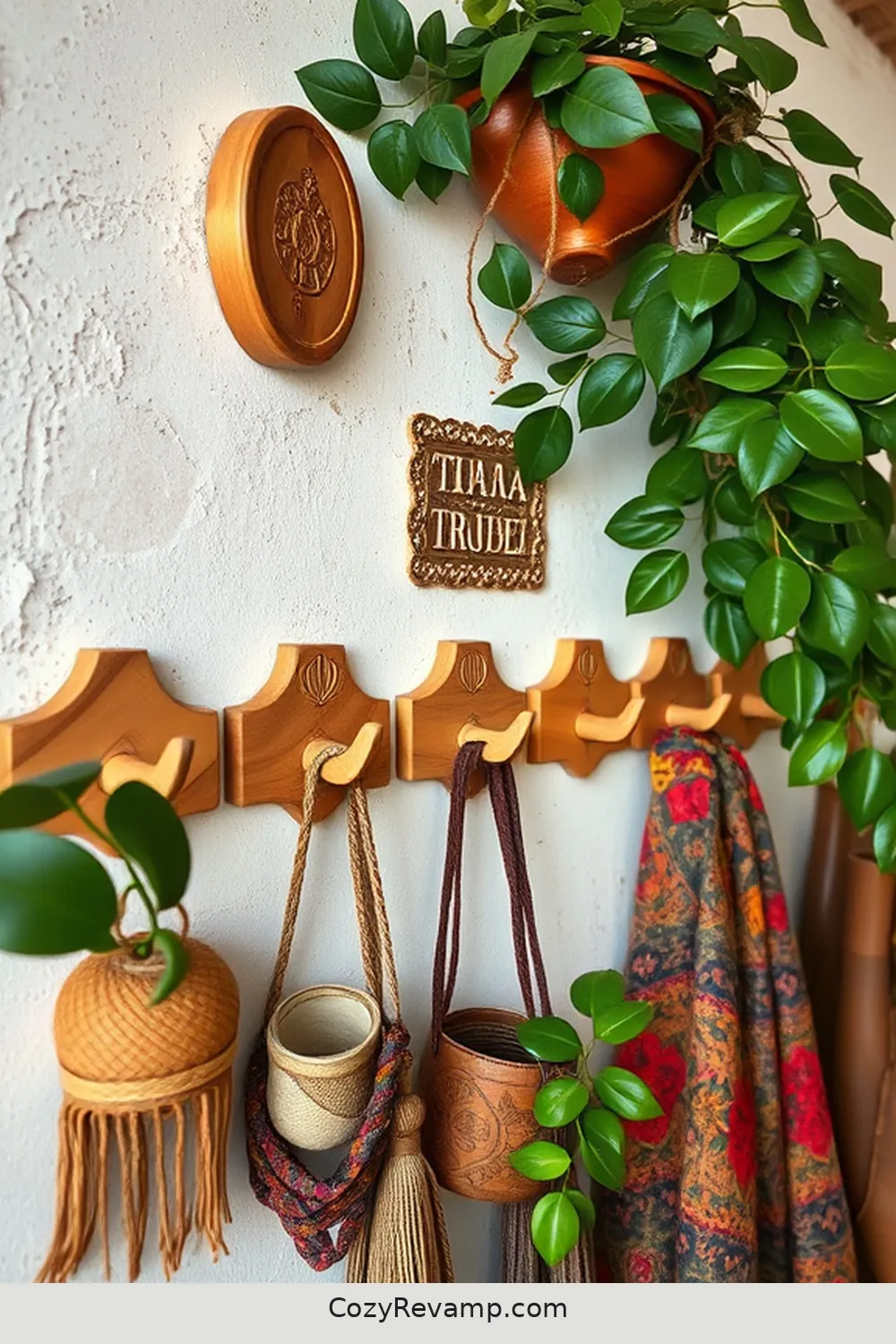 20 Inspiring Ideas for a Bohemian Entryway With Recycled Wood Material 7 Handcrafted Wooden Hooks for 20 Inspiring Ideas for a Bohemian Entryway With Recycled Wood Material