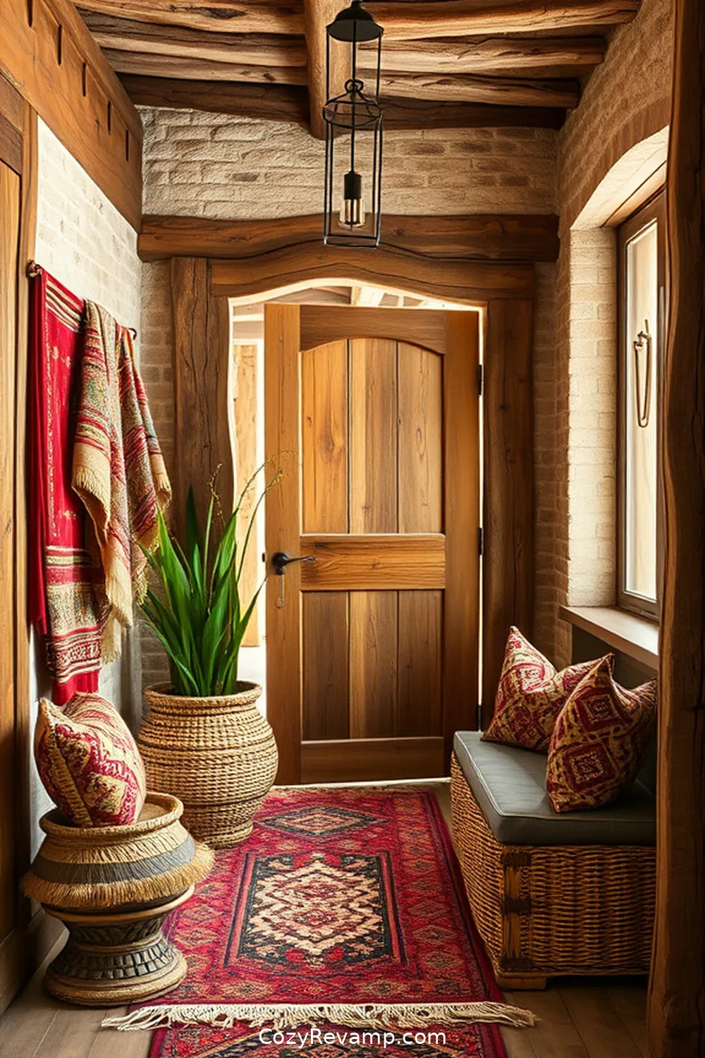 20 Inspiring Ideas for a Bohemian Entryway With Recycled Wood Material 20 Handwoven Textiles on Wood for 20 Inspiring Ideas for a Bohemian Entryway With Recycled Wood Material