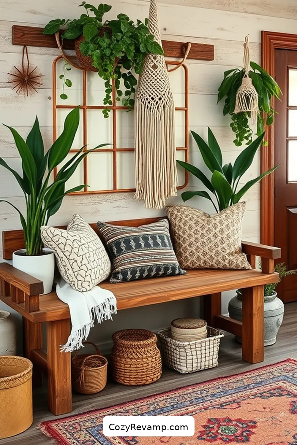 20 Inspiring Ideas for a Bohemian Entryway With Recycled Wood Material 2 Rustic Reclaimed Wood Bench for 20 Inspiring Ideas for a Bohemian Entryway With Recycled Wood Material