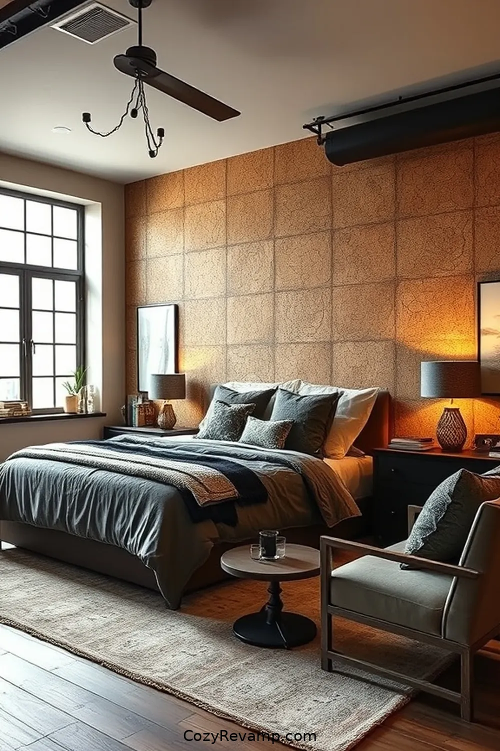 20 Inspiring Ideas for an Industrial Bedroom Using Cork Material 2 Cork Accent Wall for a Bold Statement for 20 Inspiring Ideas for an Industrial Bedroom Using Cork Material
