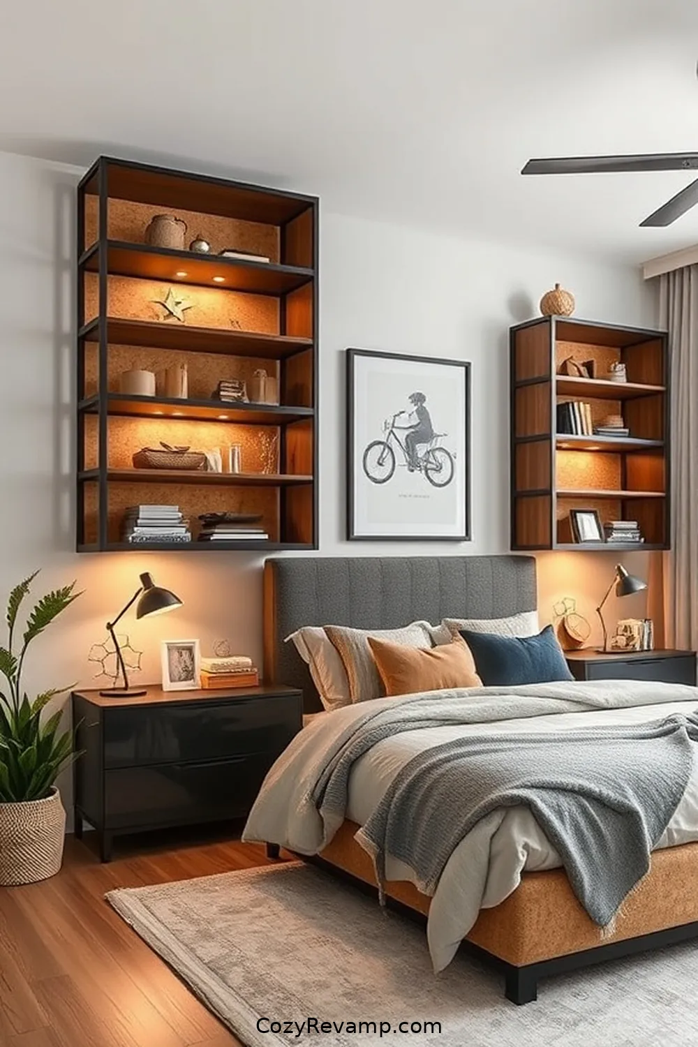 20 Inspiring Ideas for an Industrial Bedroom Using Cork Material 5 Cork Shelving Units for Functional Storage for 20 Inspiring Ideas for an Industrial Bedroom Using Cork Material