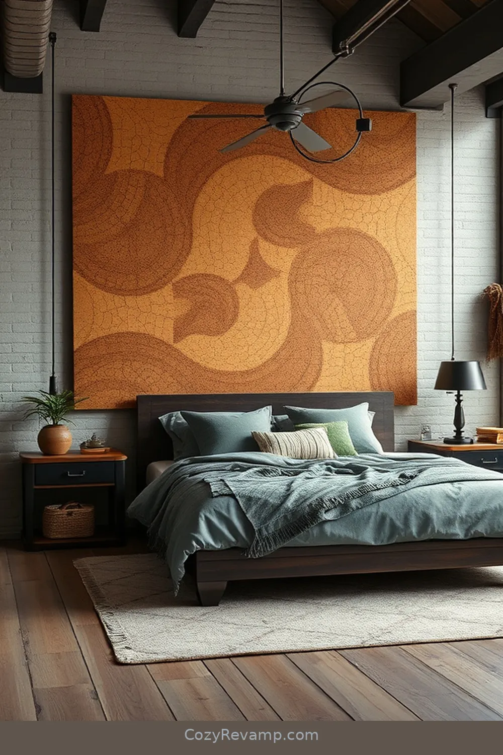 20 Inspiring Ideas for an Industrial Bedroom Using Cork Material 6 Cork Wall Art for a Creative Touch for 20 Inspiring Ideas for an Industrial Bedroom Using Cork Material