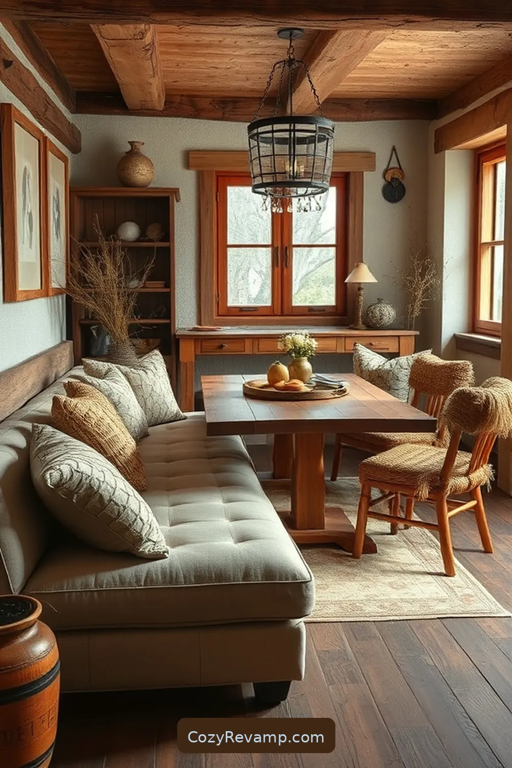 Cozy Seating Options for 20 Key Elements of Rustic Dining Room Design With Natural Fibers