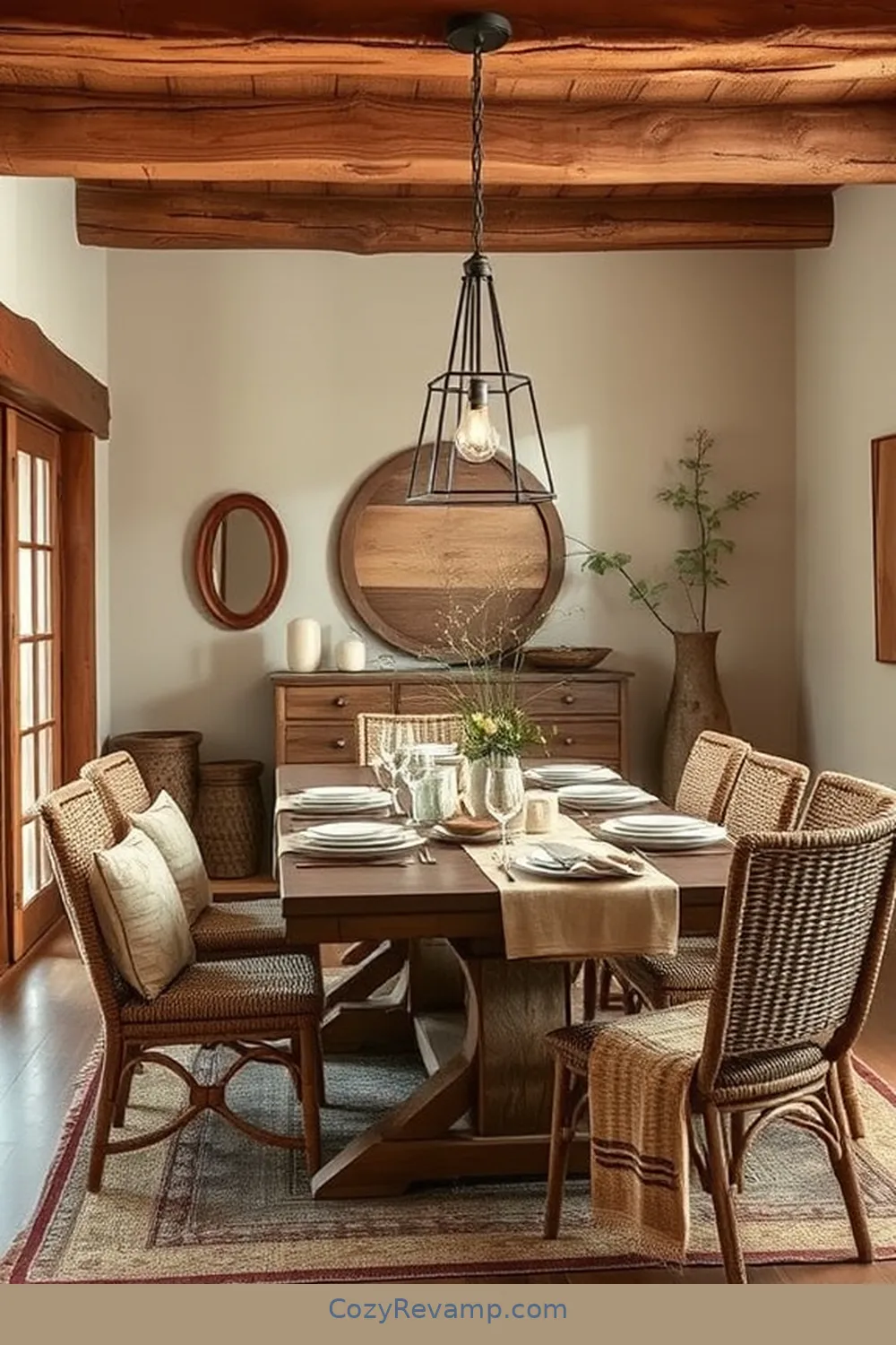Earthy Color Palette for 20 Key Elements of Rustic Dining Room Design With Natural Fibers