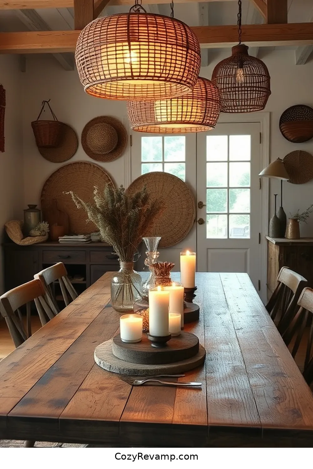 Layered Lighting for 20 Key Elements of Rustic Dining Room Design With Natural Fibers