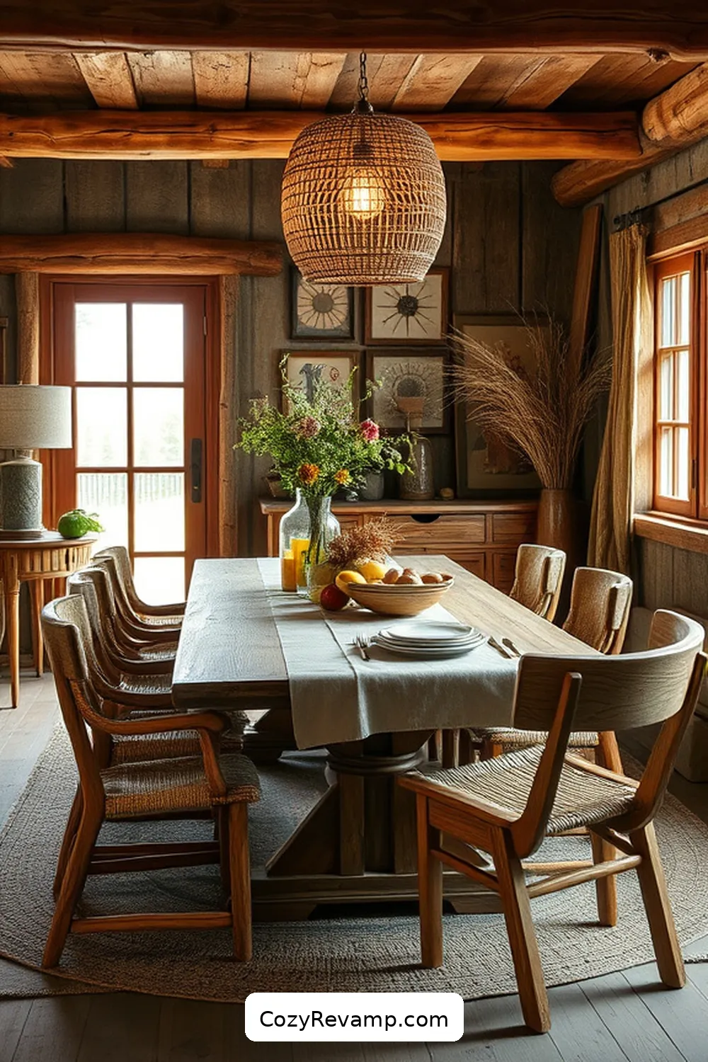Natural Wood Furniture for 20 Key Elements of Rustic Dining Room Design With Natural Fibers