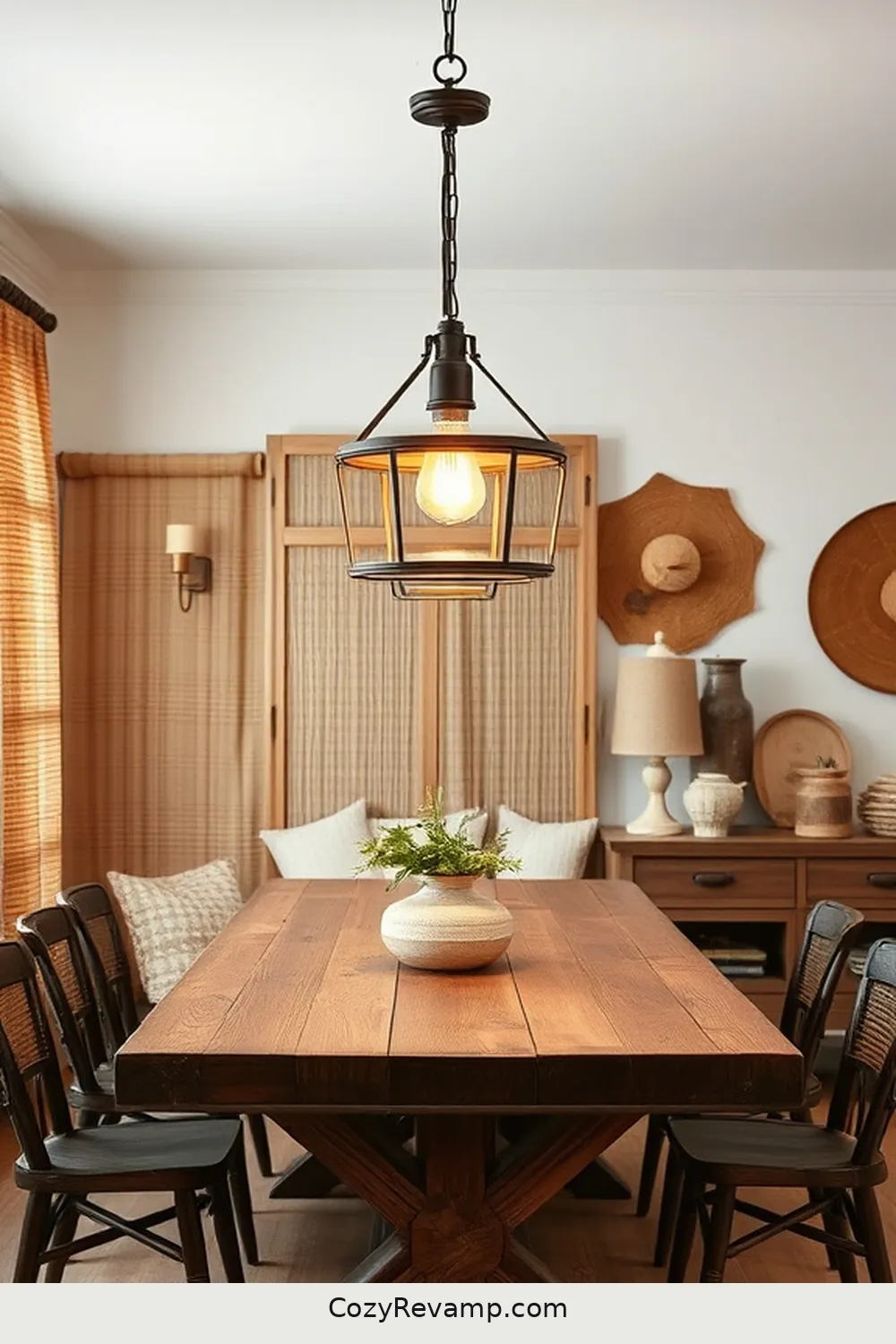Rustic Lighting Fixtures for 20 Key Elements of Rustic Dining Room Design With Natural Fibers