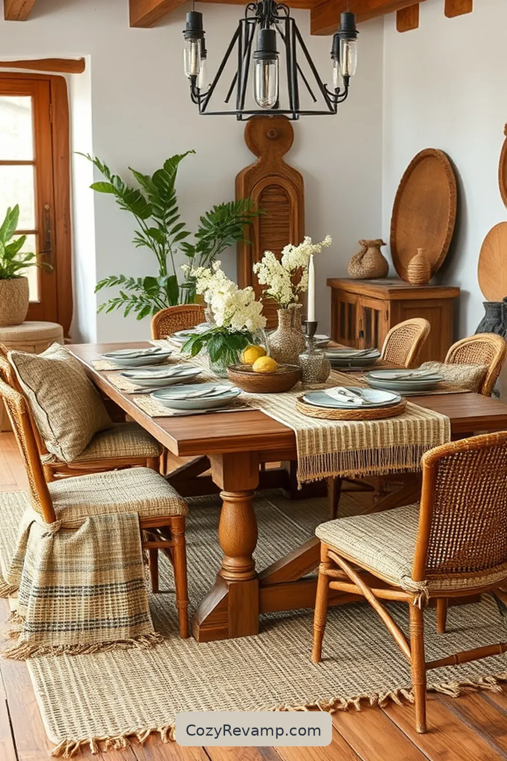 Woven Textiles for 20 Key Elements of Rustic Dining Room Design With Natural Fibers