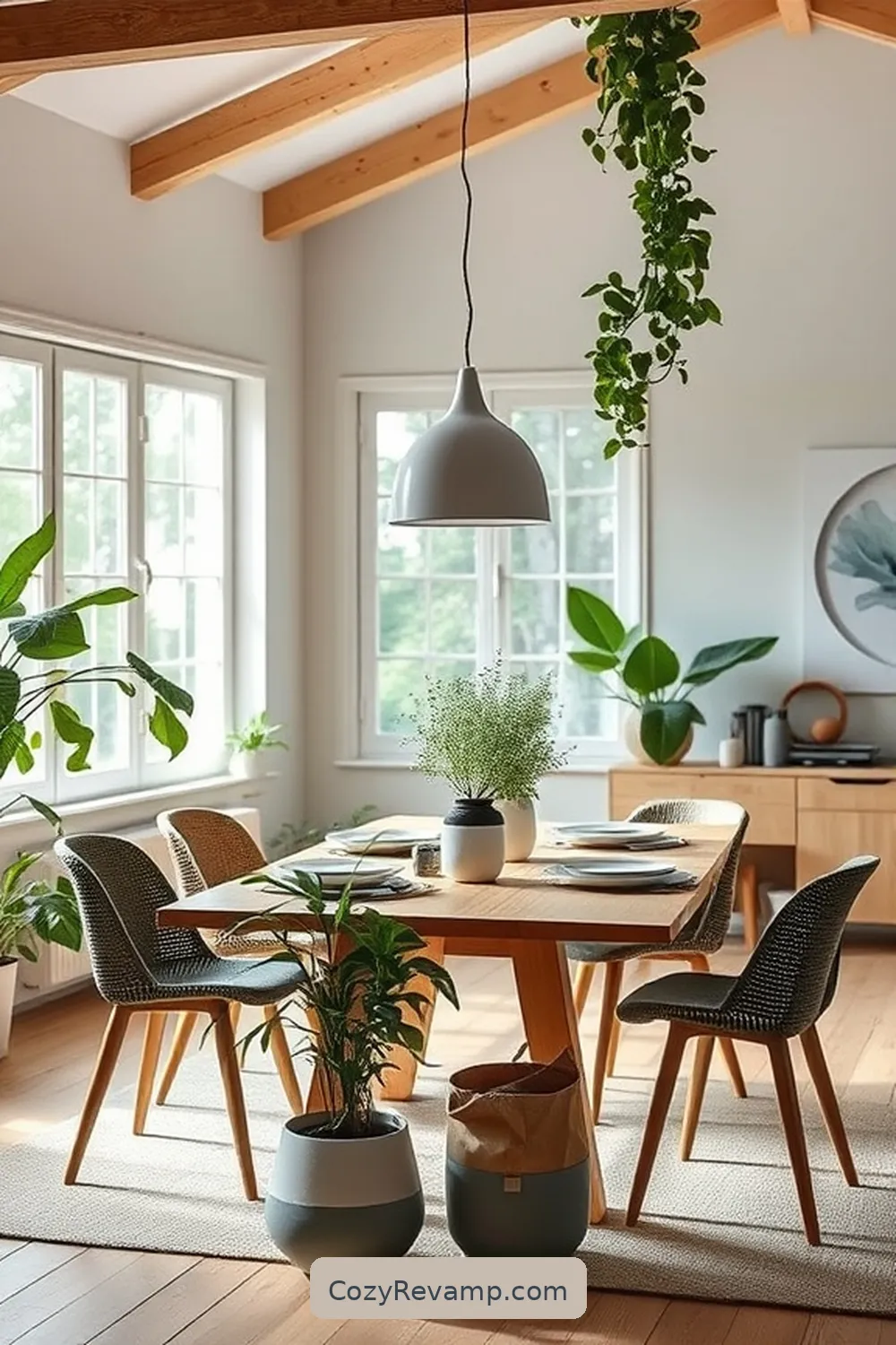 Greenery and Indoor Plants for 20 Must-Have Elements for a Scandinavian Dining Room With Organic Cotton Material