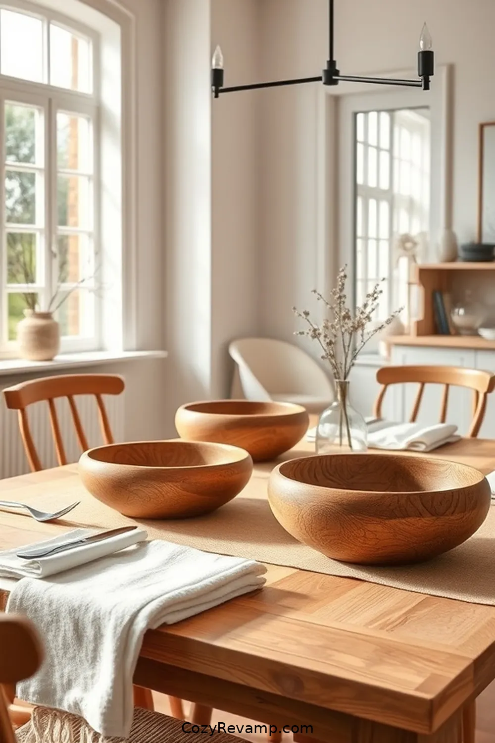 Wooden Serving Bowls for 20 Must-Have Elements for a Scandinavian Dining Room With Organic Cotton Material