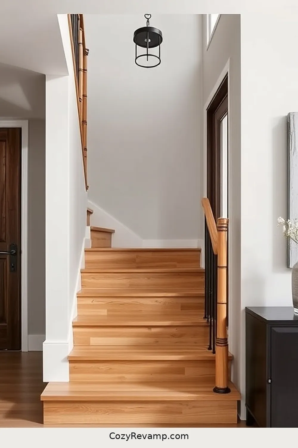 20 Stunning Industrial Entryways With Bamboo Material 16 Bamboo Stair Railing With Industrial Posts for 20 Stunning Industrial Entryways With Bamboo Material