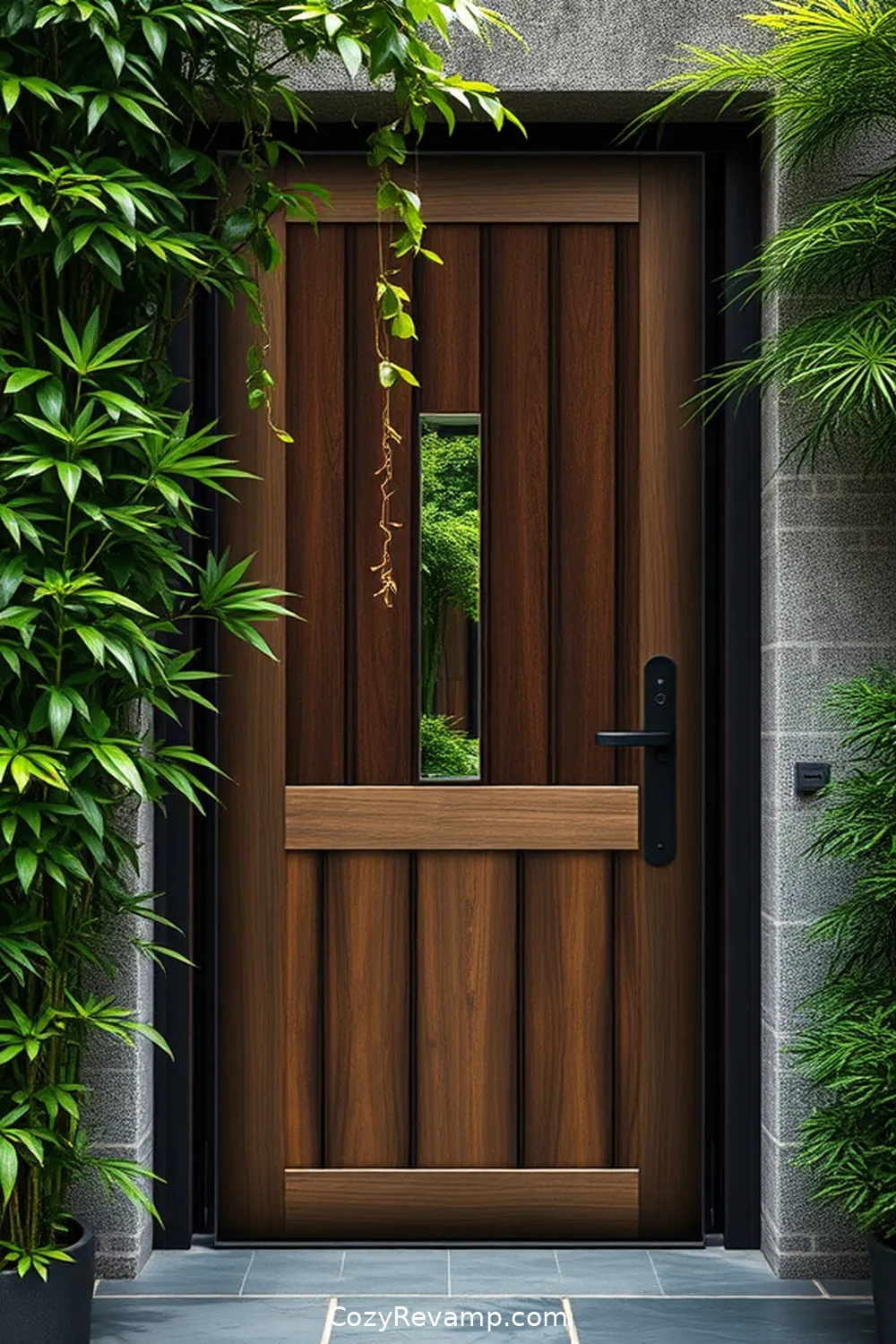 20 Stunning Industrial Entryways With Bamboo Material 3 Bamboo-Trimmed Steel Door for a Modern Touch for 20 Stunning Industrial Entryways With Bamboo Material