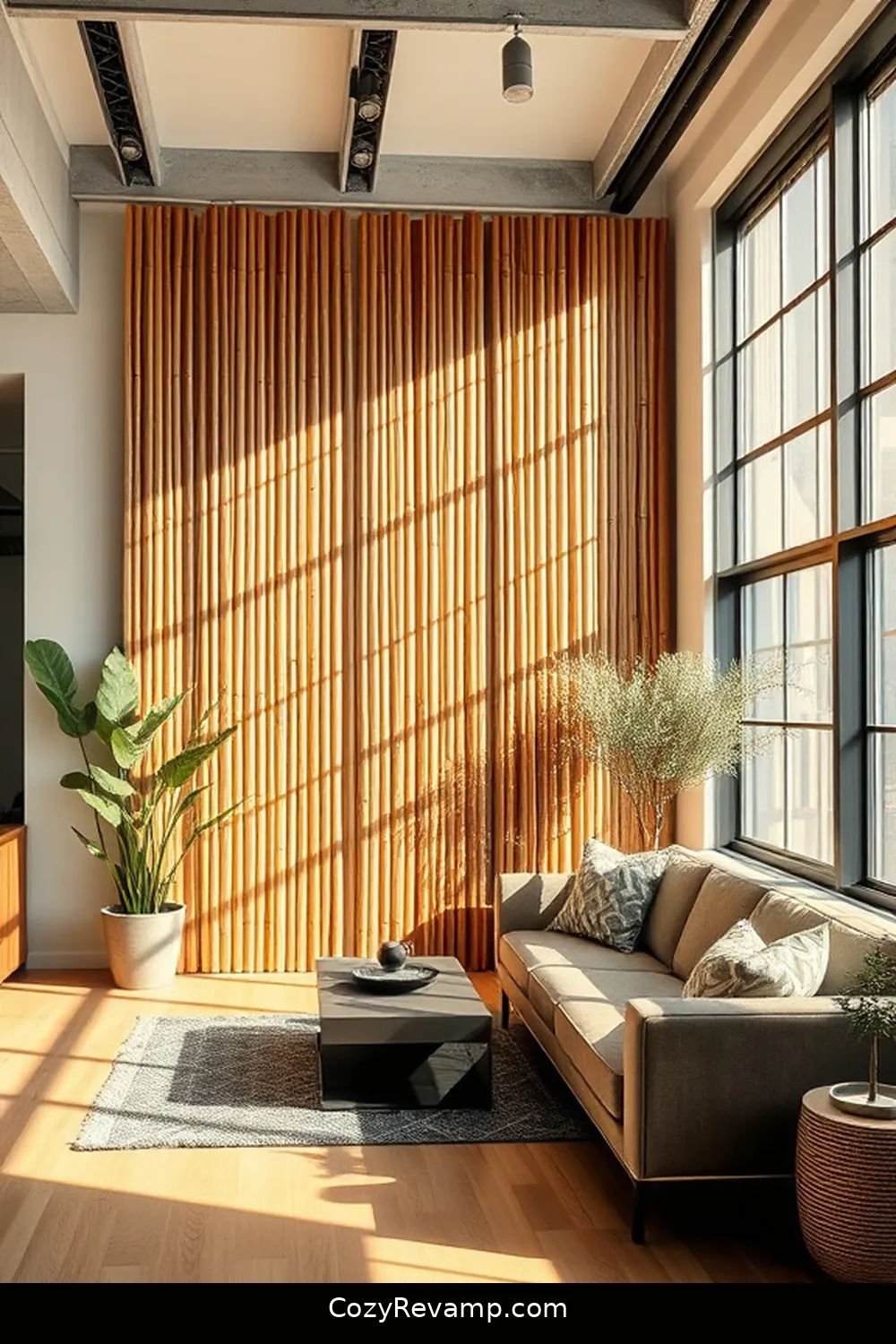 20 Stunning Industrial Entryways With Bamboo Material 2 Raw Bamboo Accent Wall in an Urban Loft for 20 Stunning Industrial Entryways With Bamboo Material