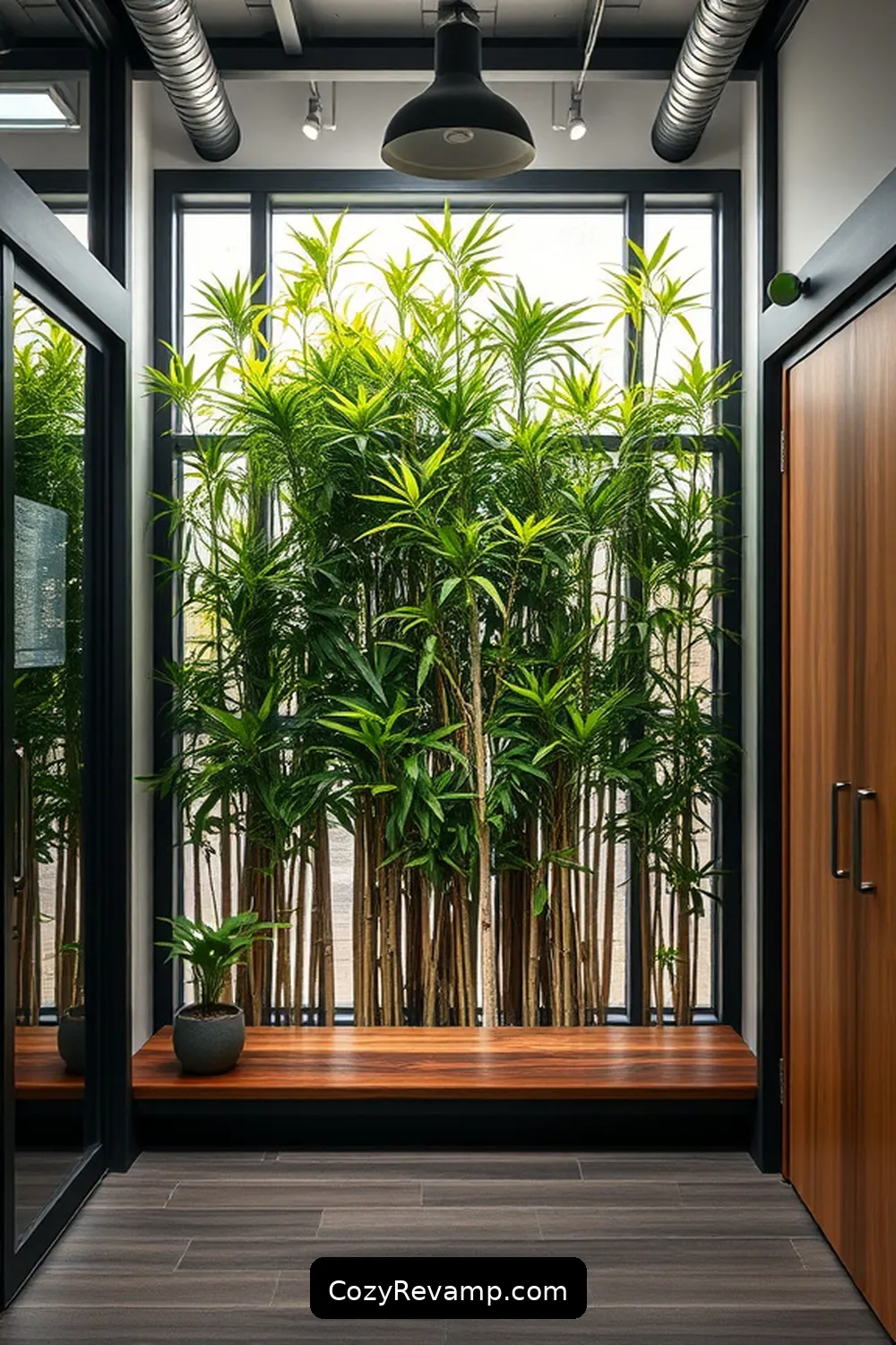 20 Stunning Industrial Entryways With Bamboo Material 11 Vertical Bamboo Garden as a Natural Focal Point for 20 Stunning Industrial Entryways With Bamboo Material