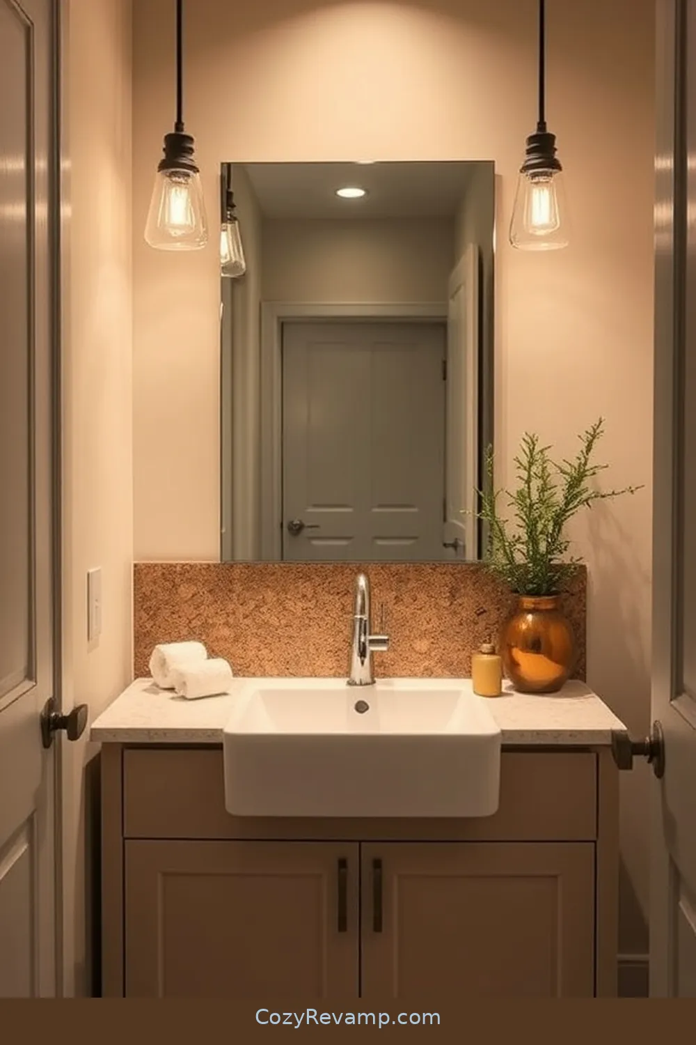 20 Stunning Modern Farmhouse Bathroom Designs Featuring Cork Material 12 Cork Backsplash Behind Sinks for 20 Stunning Modern Farmhouse Bathroom Designs Featuring Cork Material