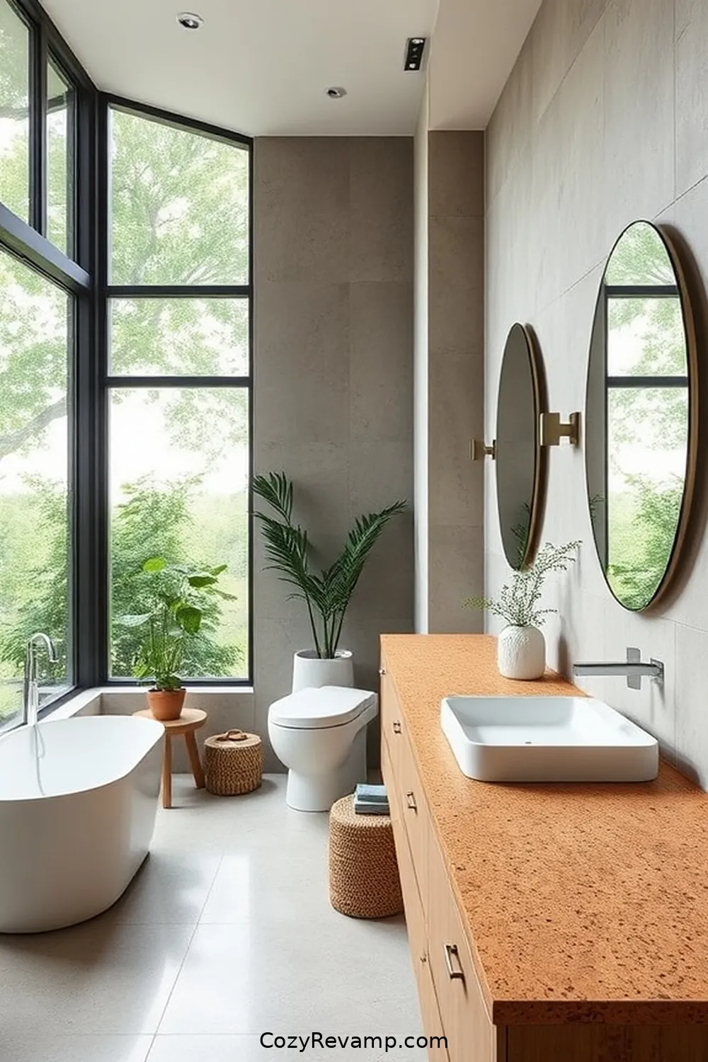 20 Stunning Modern Farmhouse Bathroom Designs Featuring Cork Material 9 Cork Countertops: Durable and Stylish for 20 Stunning Modern Farmhouse Bathroom Designs Featuring Cork Material
