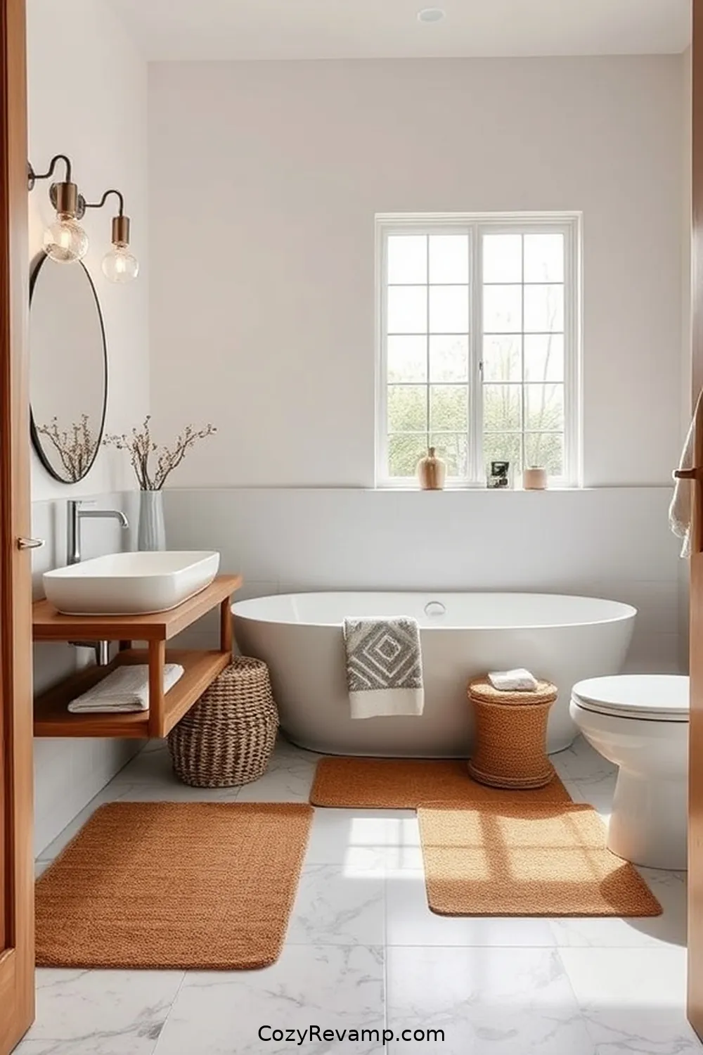20 Stunning Modern Farmhouse Bathroom Designs Featuring Cork Material 11 Cork Rugs for a Cozy Touch for 20 Stunning Modern Farmhouse Bathroom Designs Featuring Cork Material