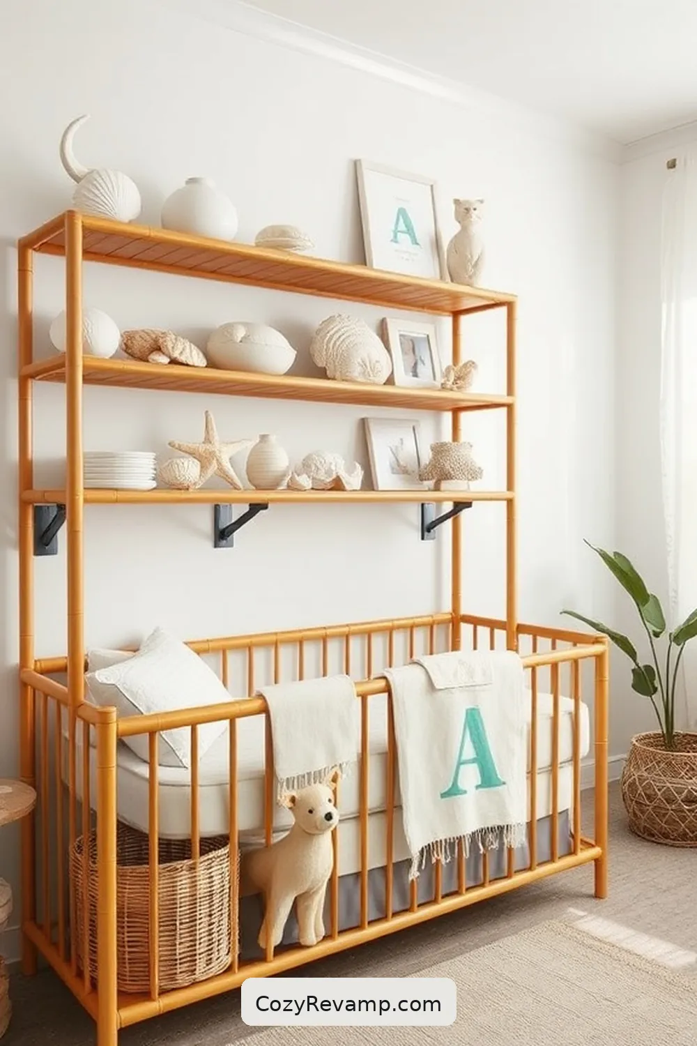 20 Stylish Coastal Nursery Ideas With Bamboo Materials 6 Beach-Inspired Bamboo Shelving Units for 20 Stylish Coastal Nursery Ideas With Bamboo Materials