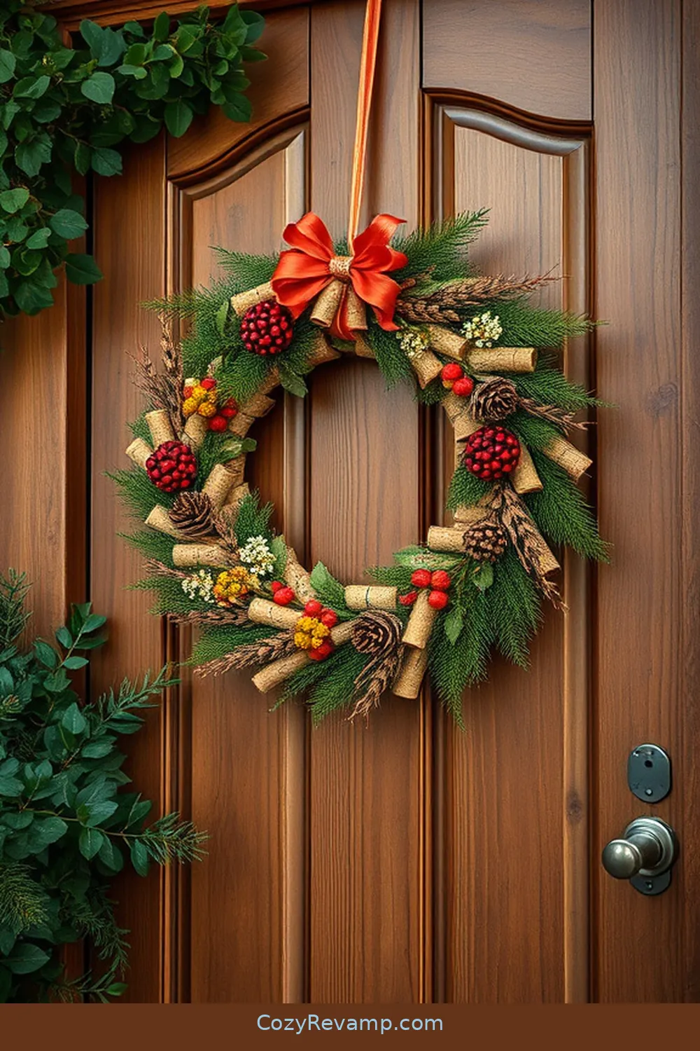 20 Ways to Create a Bohemian Entryway With Cork Material 7 Craft a Cork Wreath for Seasonal Decor for 20 Ways to Create a Bohemian Entryway With Cork Material