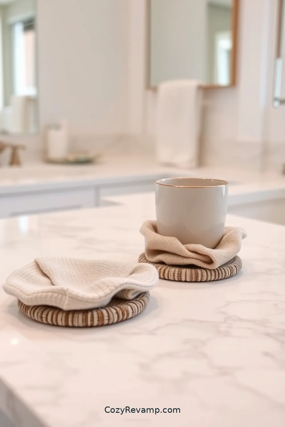 DIY Fabric Coasters for 20 Ways to Create a Minimalist Bathroom With Upcycled Fabric Material