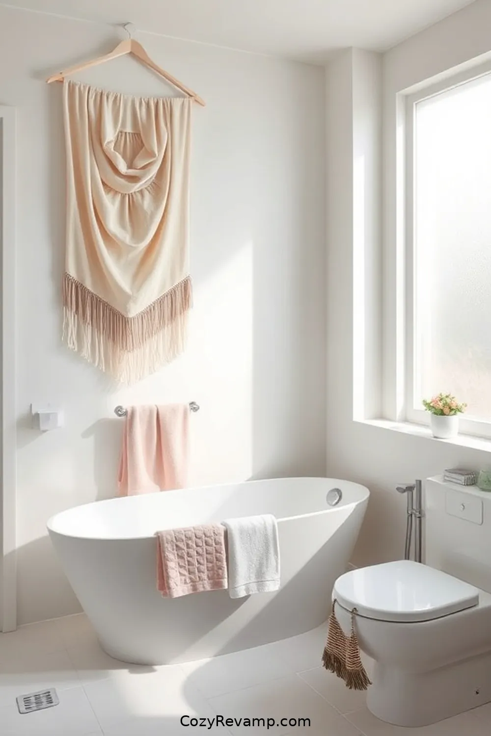 Decorative Fabric Wall Hangings for 20 Ways to Create a Minimalist Bathroom With Upcycled Fabric Material