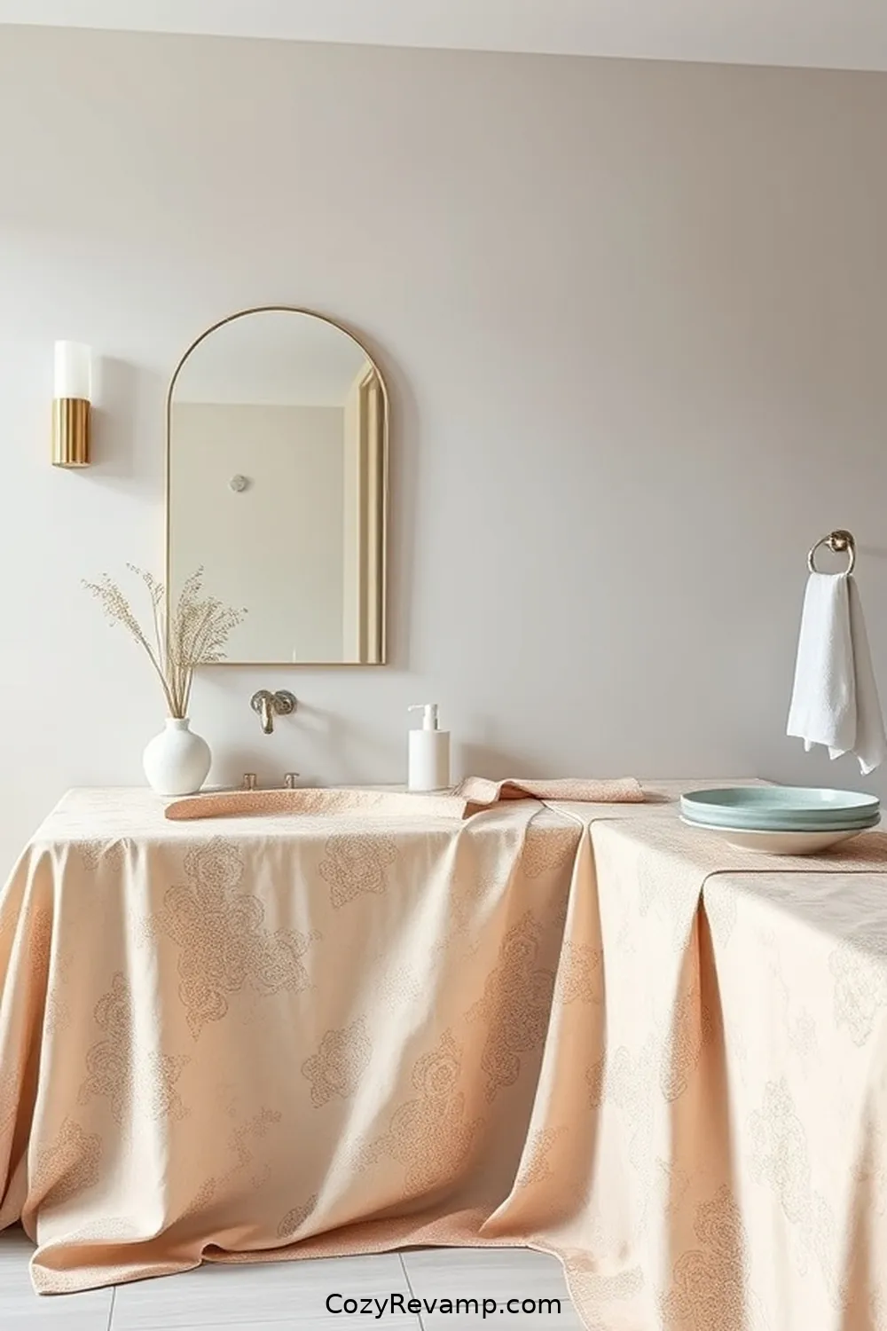 Fabric Countertop Covers for 20 Ways to Create a Minimalist Bathroom With Upcycled Fabric Material