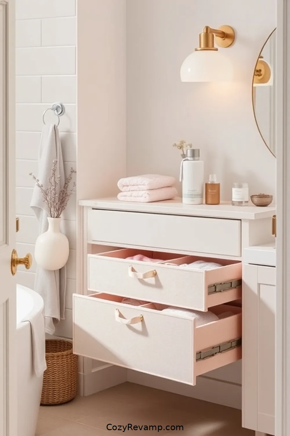 Fabric Drawer Organizers for 20 Ways to Create a Minimalist Bathroom With Upcycled Fabric Material