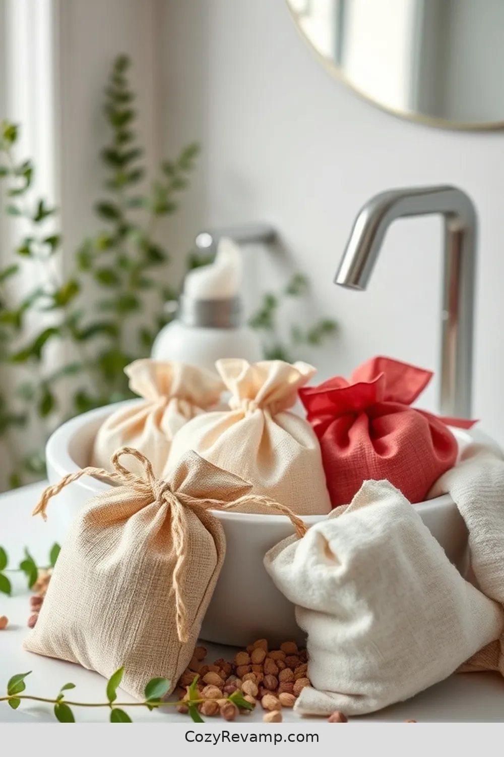 Fabric Potpourri Sachets for 20 Ways to Create a Minimalist Bathroom With Upcycled Fabric Material