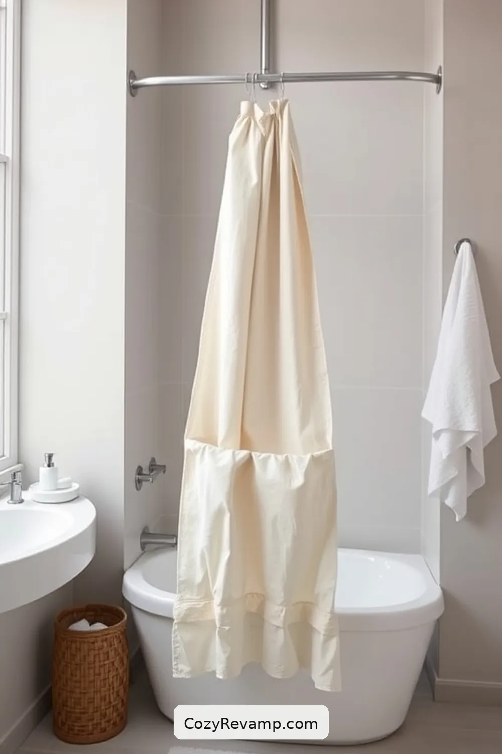 Fabric Shower Caddy for 20 Ways to Create a Minimalist Bathroom With Upcycled Fabric Material