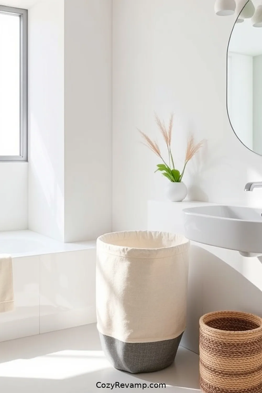 Fabric Waste Basket for 20 Ways to Create a Minimalist Bathroom With Upcycled Fabric Material