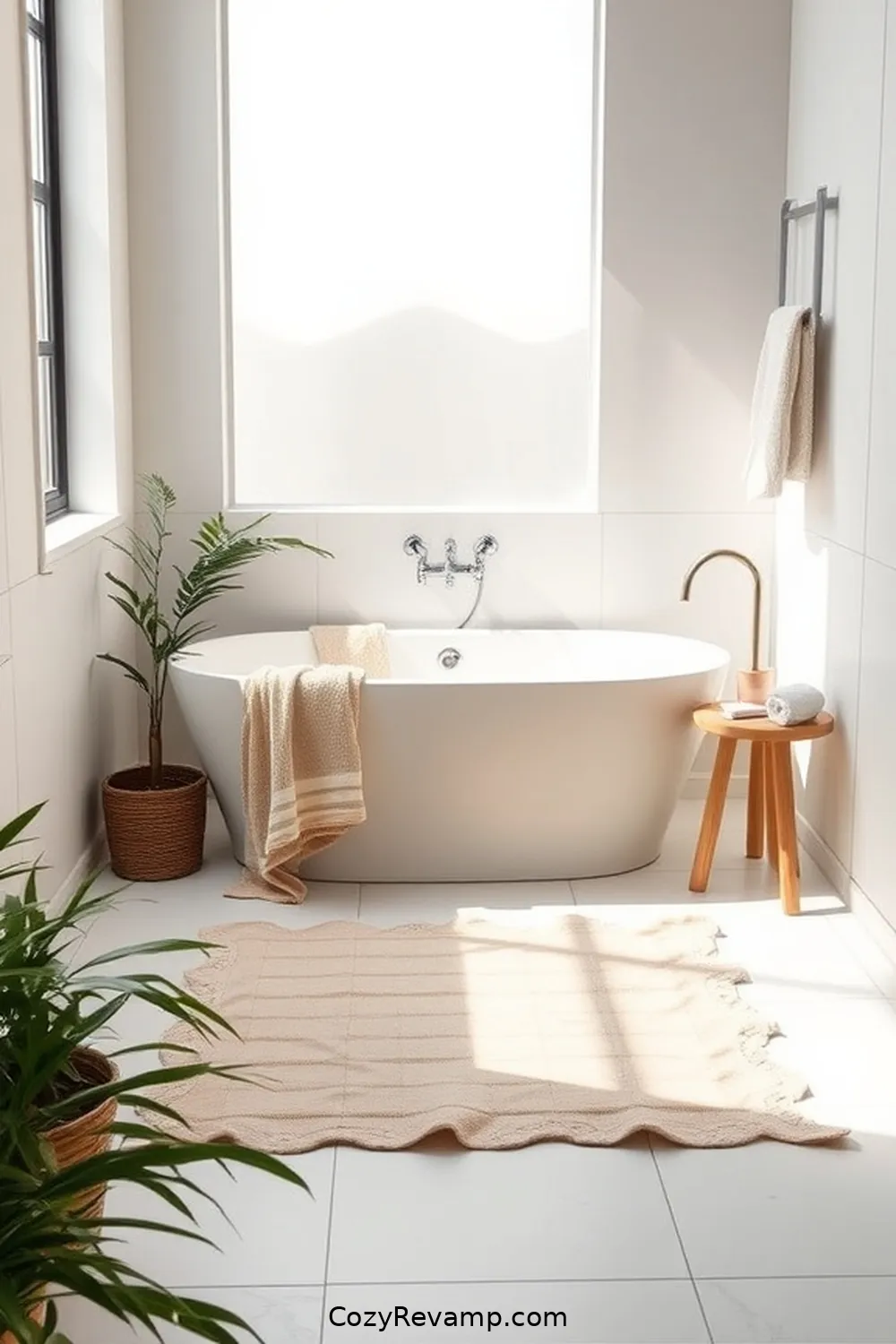 Upcycled Fabric Bath Mat for 20 Ways to Create a Minimalist Bathroom With Upcycled Fabric Material