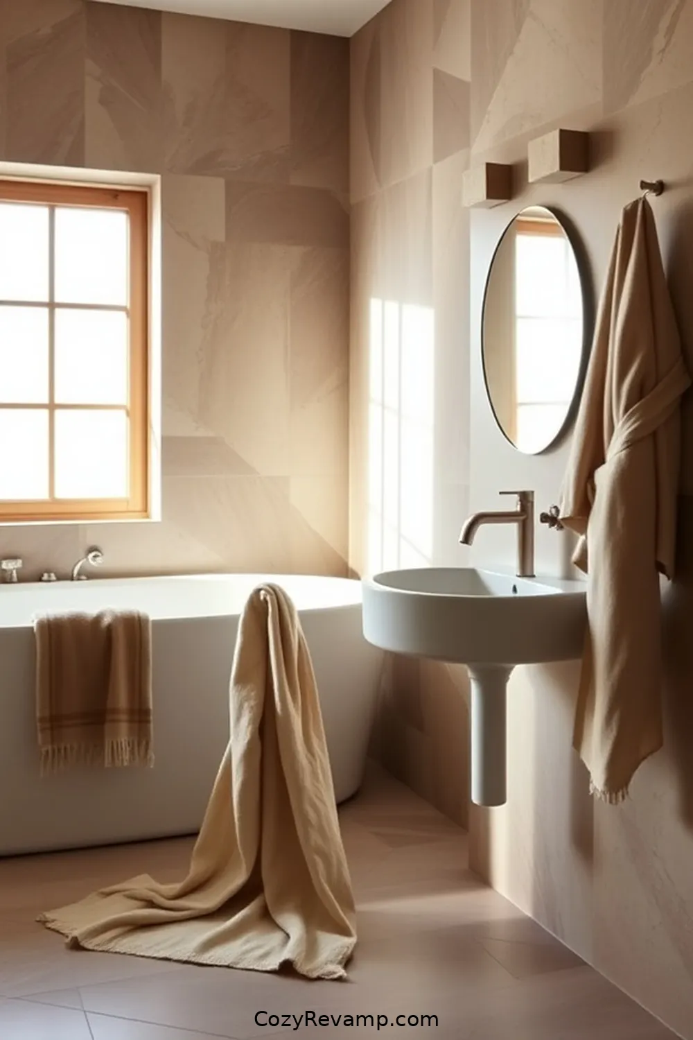 Upcycled Fabric Bathrobe for 20 Ways to Create a Minimalist Bathroom With Upcycled Fabric Material