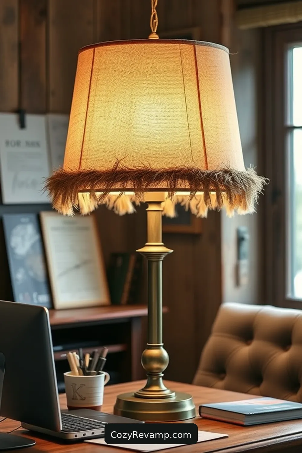 20 Ways to Create a Rustic Home Office With Upcycled Fabric Material 11 DIY Fabric Lampshades for 20 Ways to Create a Rustic Home Office With Upcycled Fabric Material