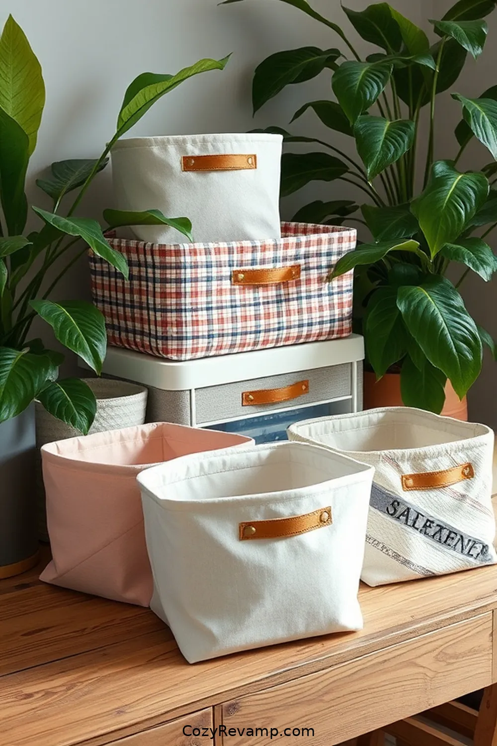 20 Ways to Create a Rustic Home Office With Upcycled Fabric Material 8 Fabric Storage Bins for 20 Ways to Create a Rustic Home Office With Upcycled Fabric Material