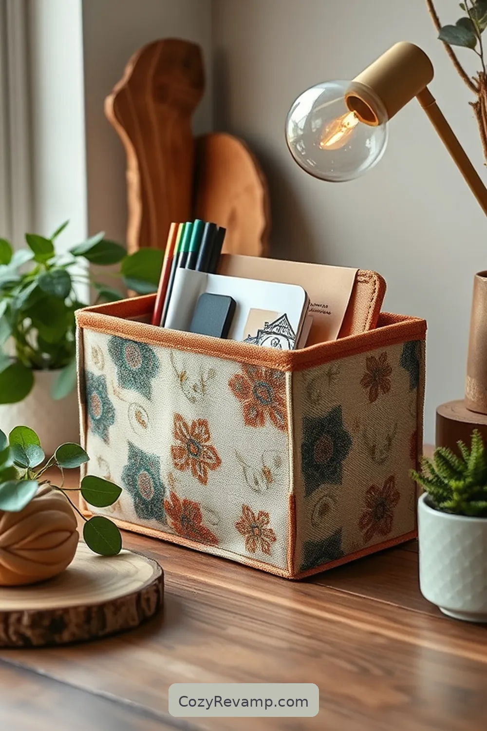 20 Ways to Create a Rustic Home Office With Upcycled Fabric Material 10 Rustic Fabric Desk Organizer for 20 Ways to Create a Rustic Home Office With Upcycled Fabric Material