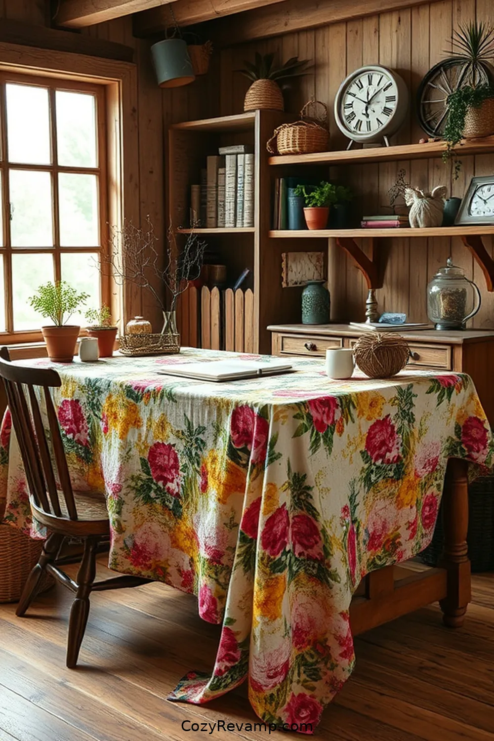 20 Ways to Create a Rustic Home Office With Upcycled Fabric Material 20 Rustic Fabric Tablecloth for 20 Ways to Create a Rustic Home Office With Upcycled Fabric Material