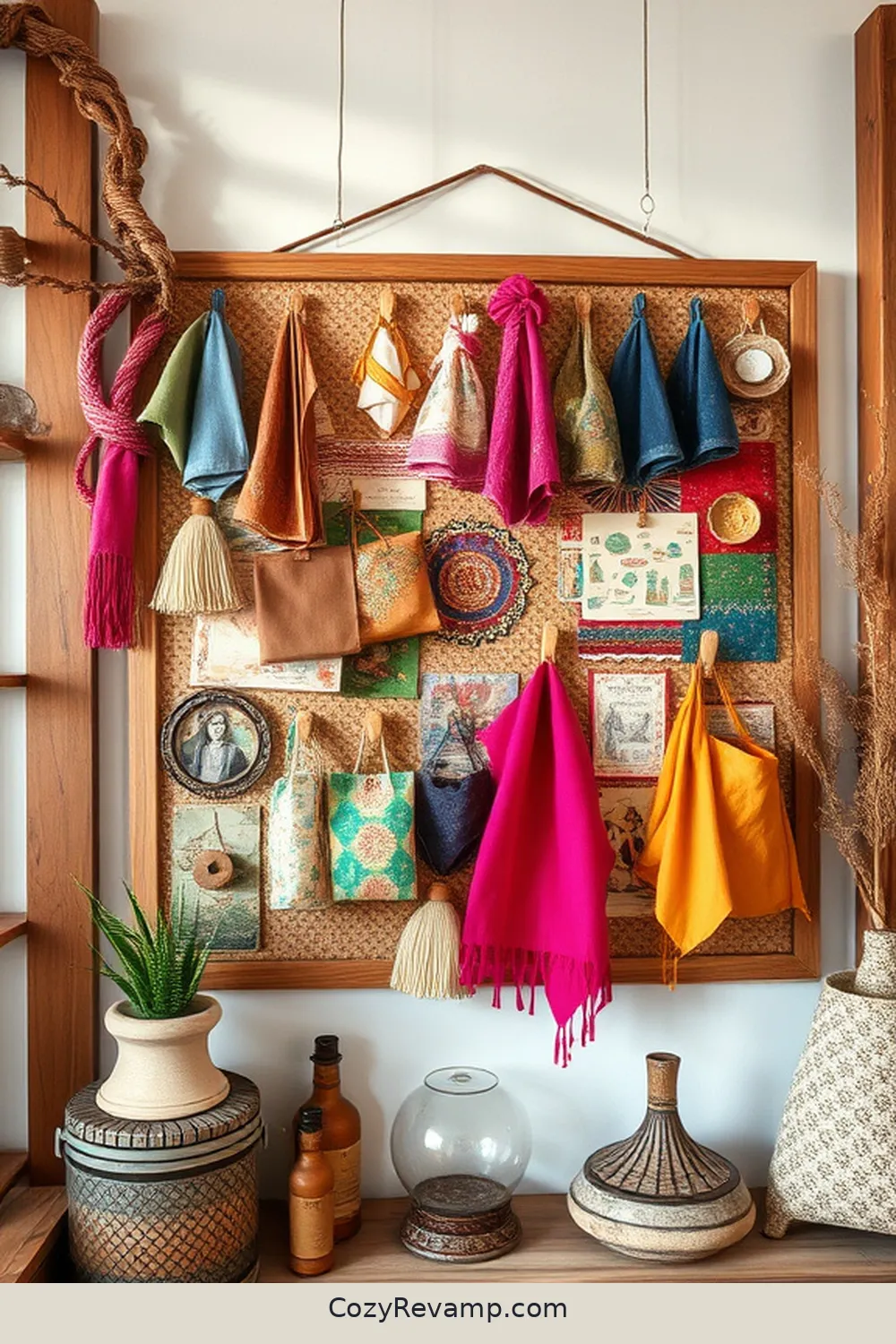 20 Ways to Create a Rustic Home Office With Upcycled Fabric Material 4 Vintage Fabric Pinboard for 20 Ways to Create a Rustic Home Office With Upcycled Fabric Material