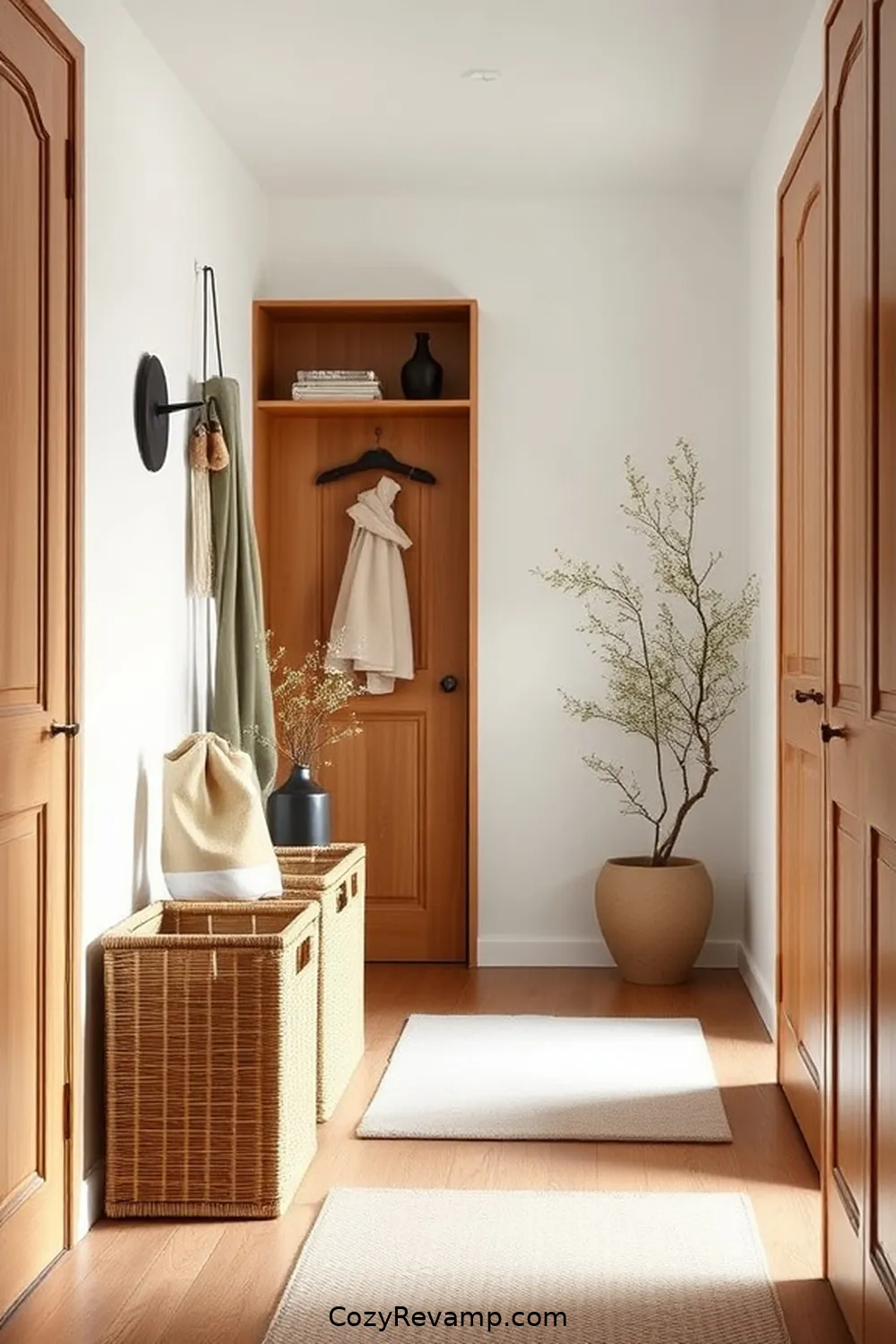 Incorporate Bamboo Storage Bins for 20 Ways to Create a Scandinavian Hallway With Bamboo Material