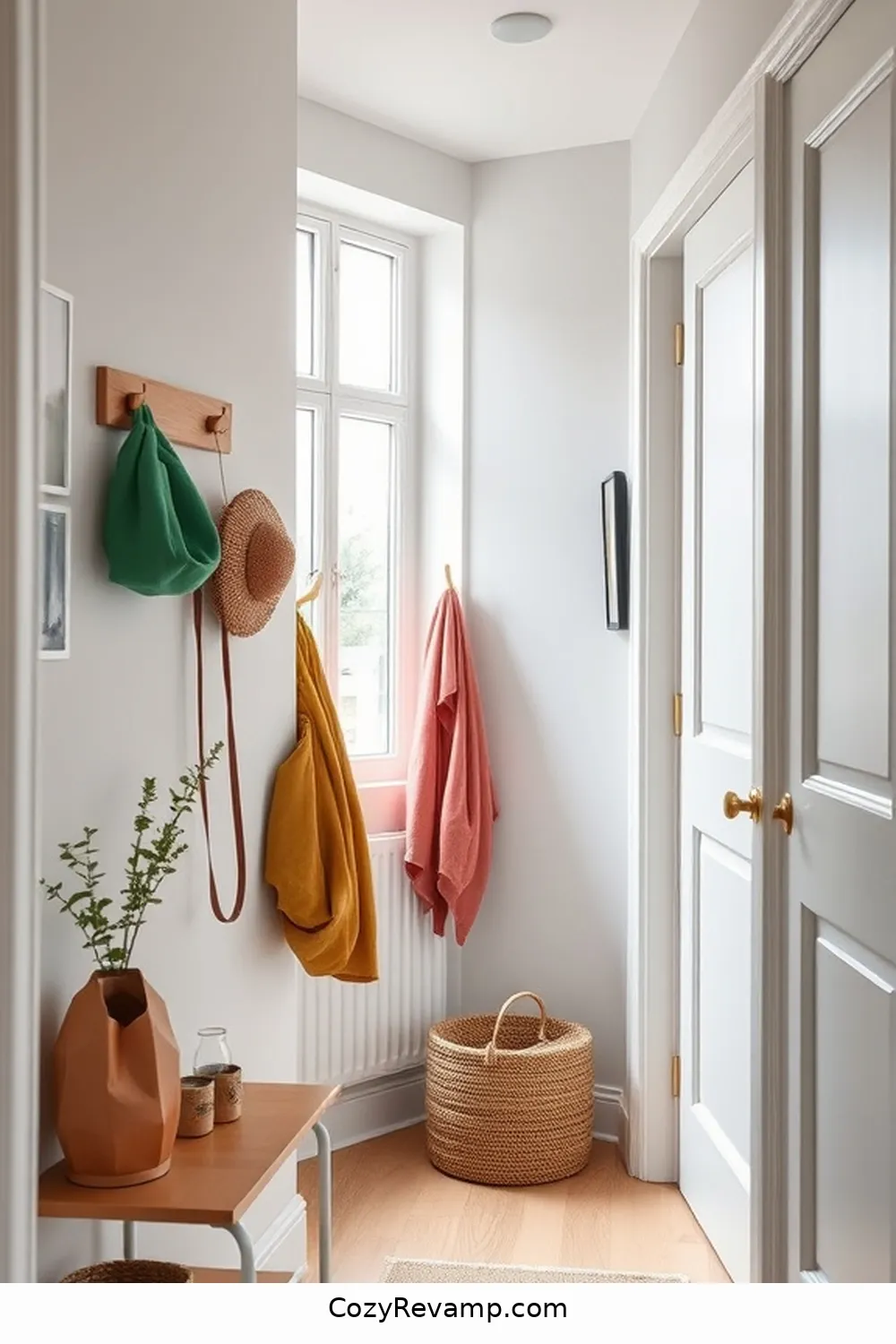 Integrate Bamboo Hooks for Accessories for 20 Ways to Create a Scandinavian Hallway With Bamboo Material