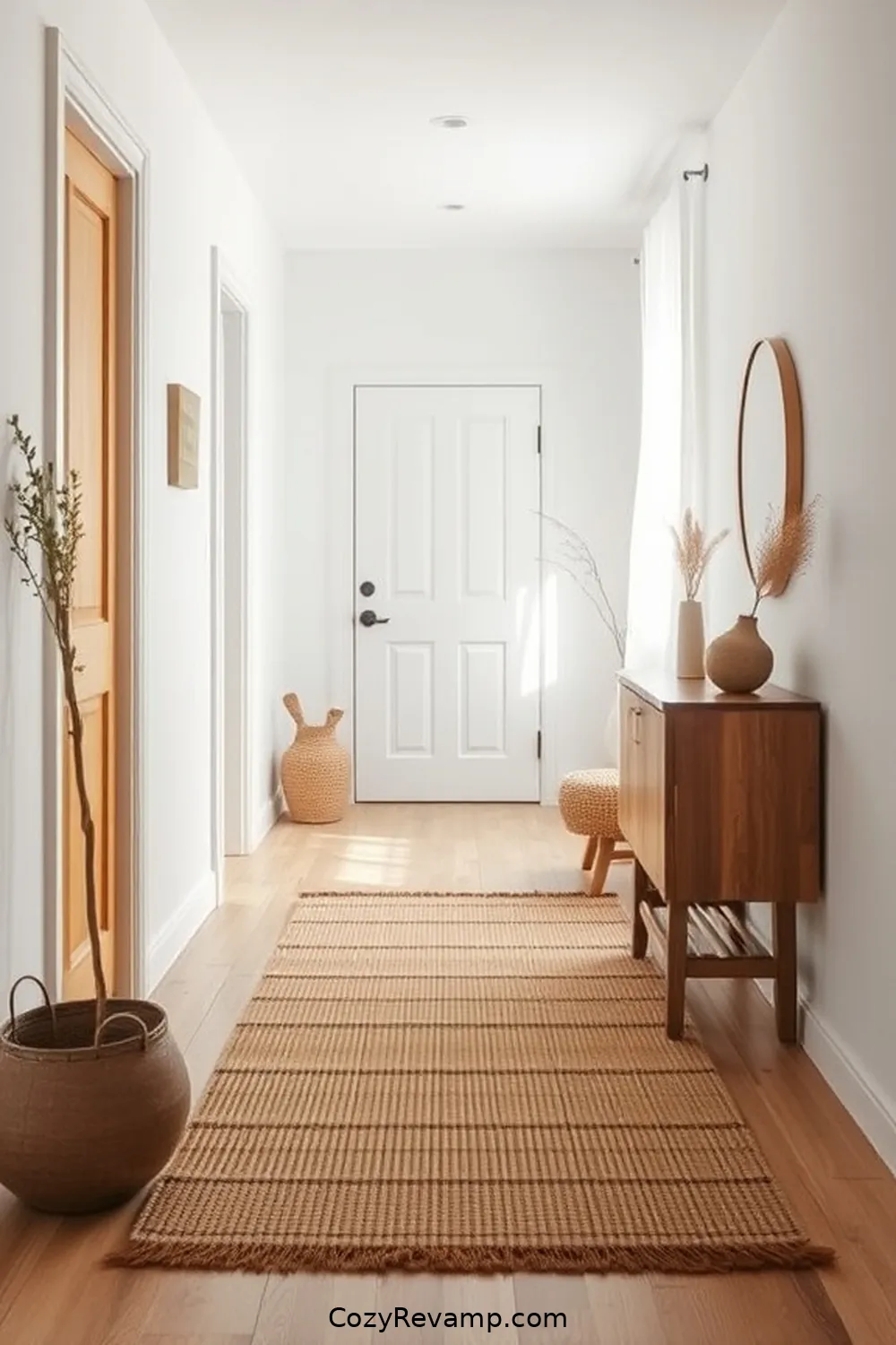 Use Bamboo Rugs for Texture for 20 Ways to Create a Scandinavian Hallway With Bamboo Material