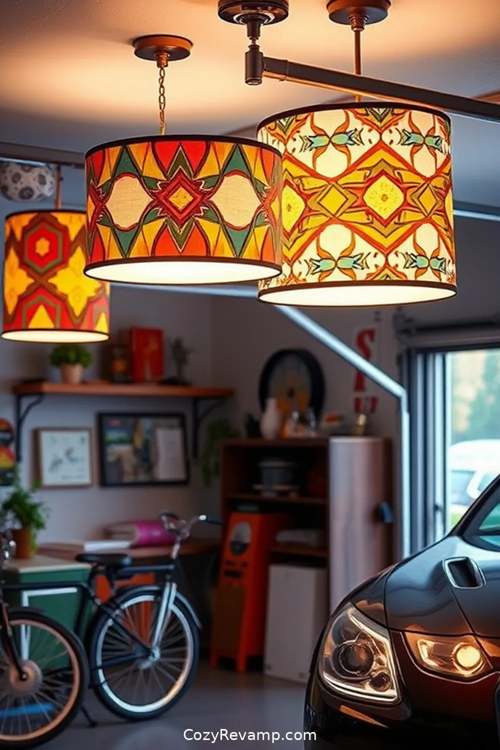 Create Custom Fabric Lampshades for 20 Ways to Design a Mid-Century Modern Garage With Upcycled Fabric Material